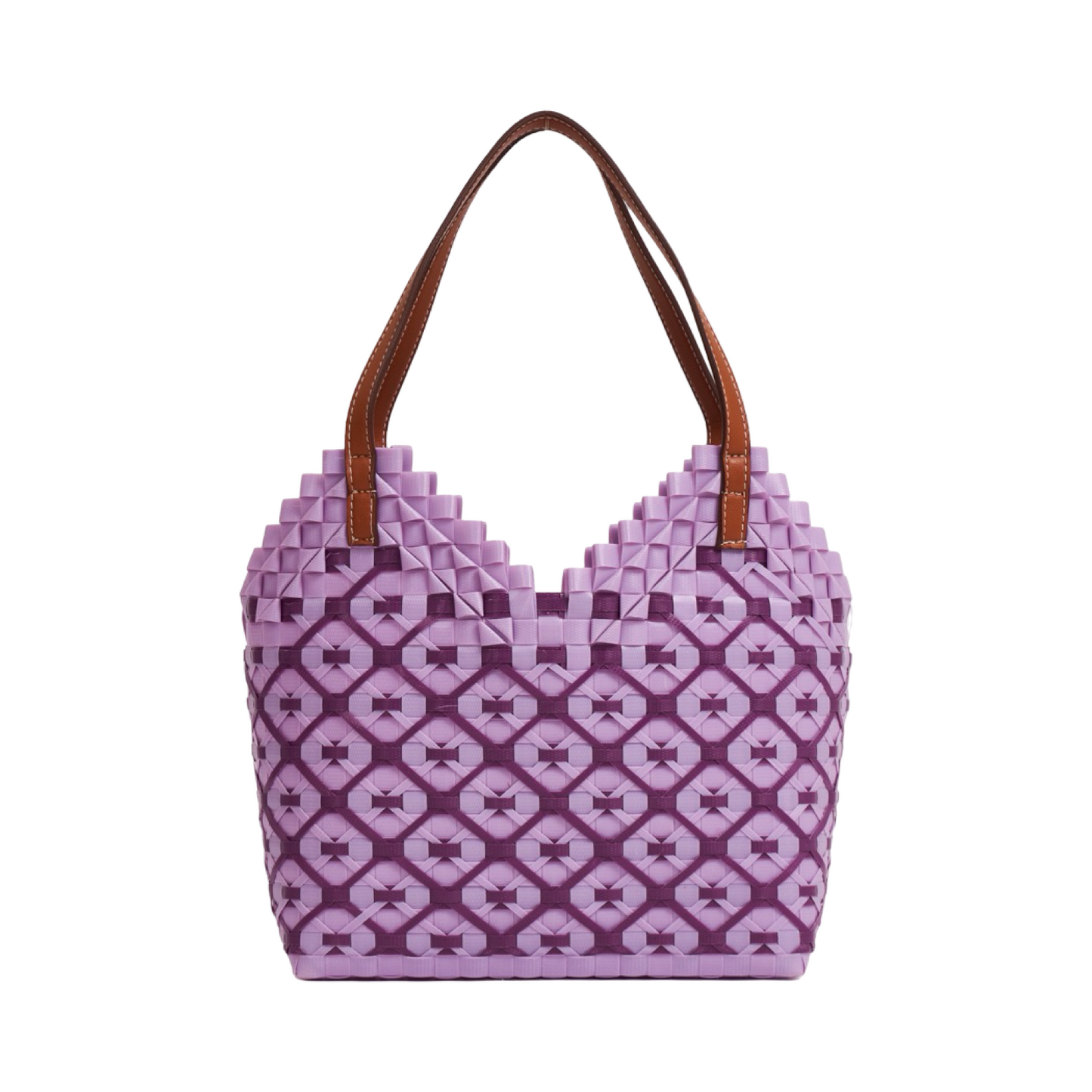 Thai Pattern Heart Basket Bag M - Purple