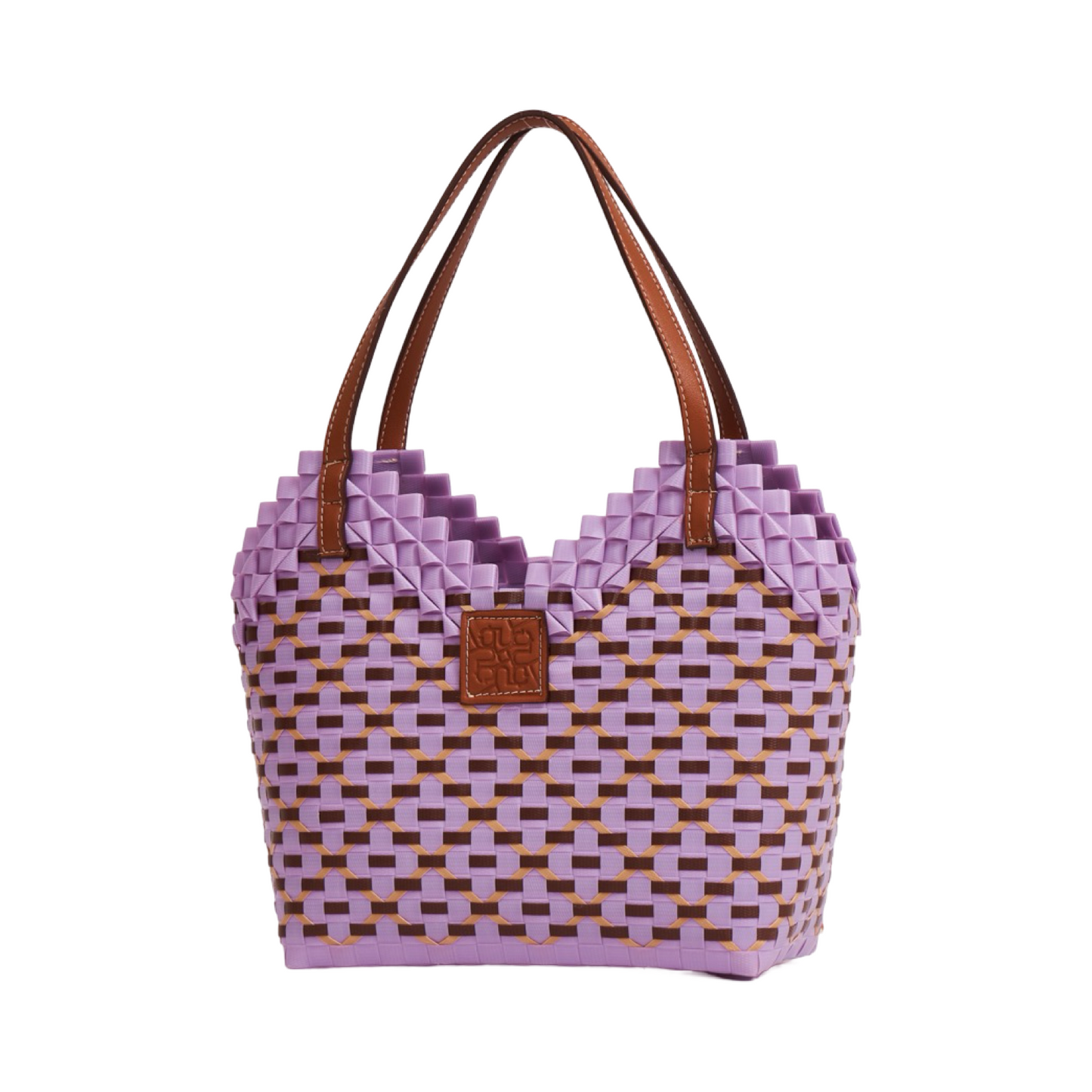 Thai Pattern Heart Basket Bag M - Light Purple
