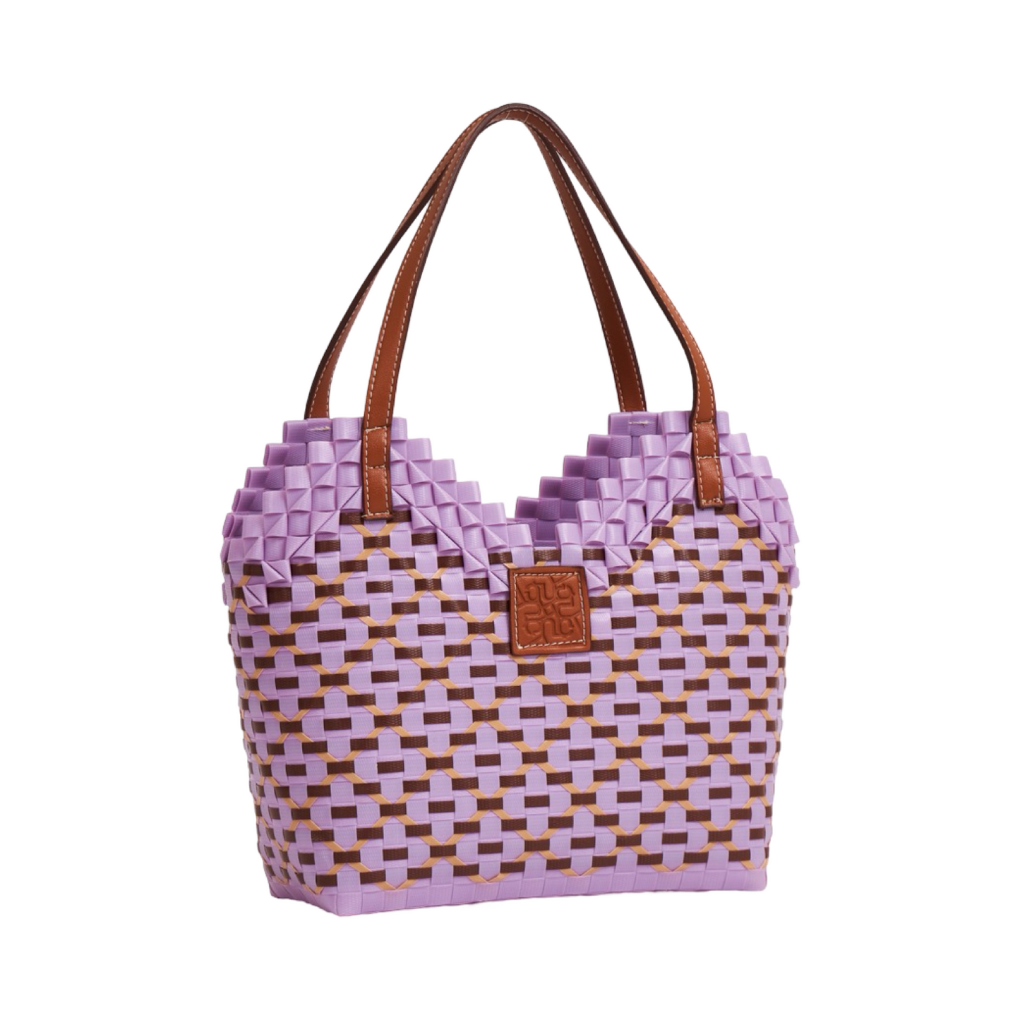 Thai Pattern Heart Basket Bag M - Light Purple