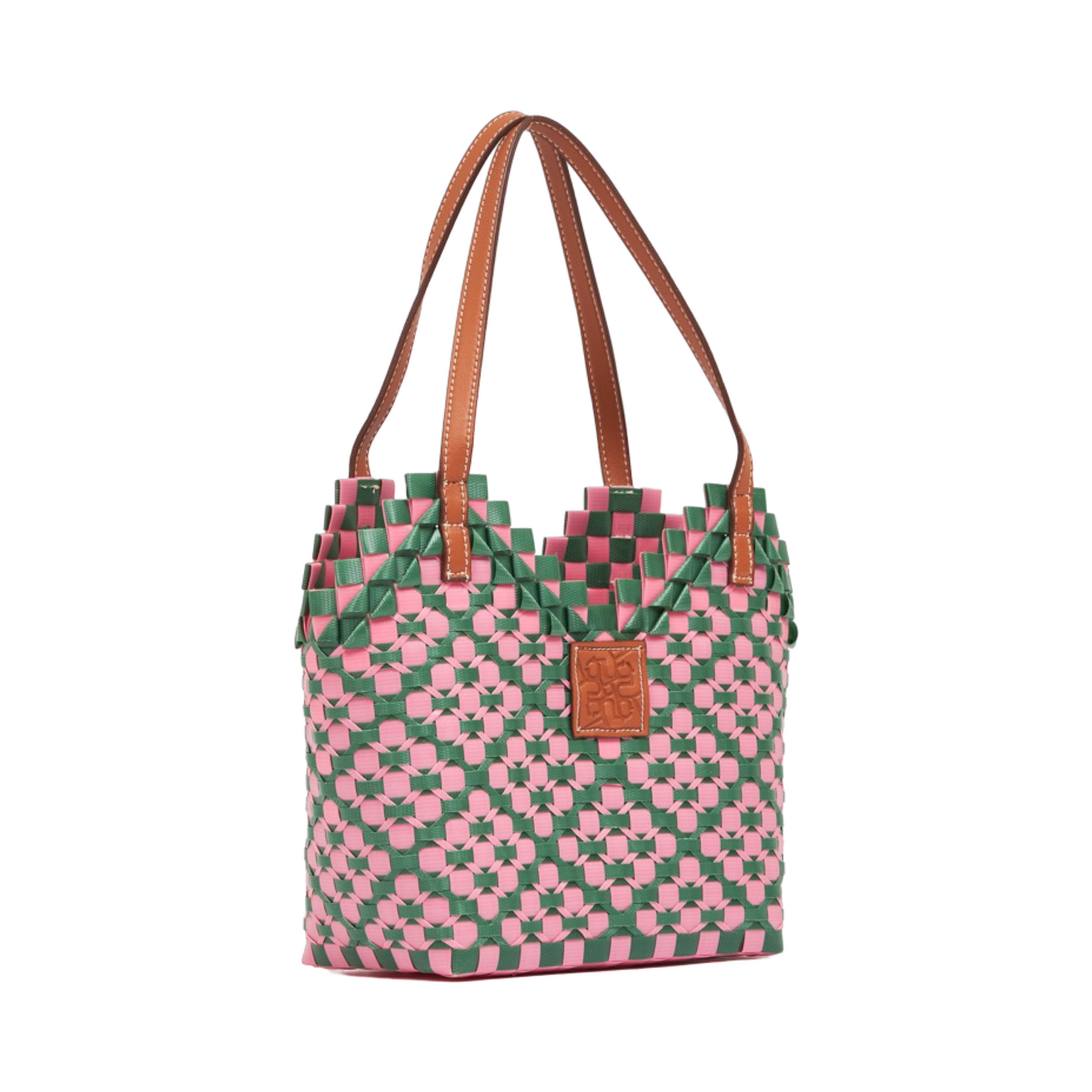 Thai Pattern Heart Basket Bag S - Pink Green