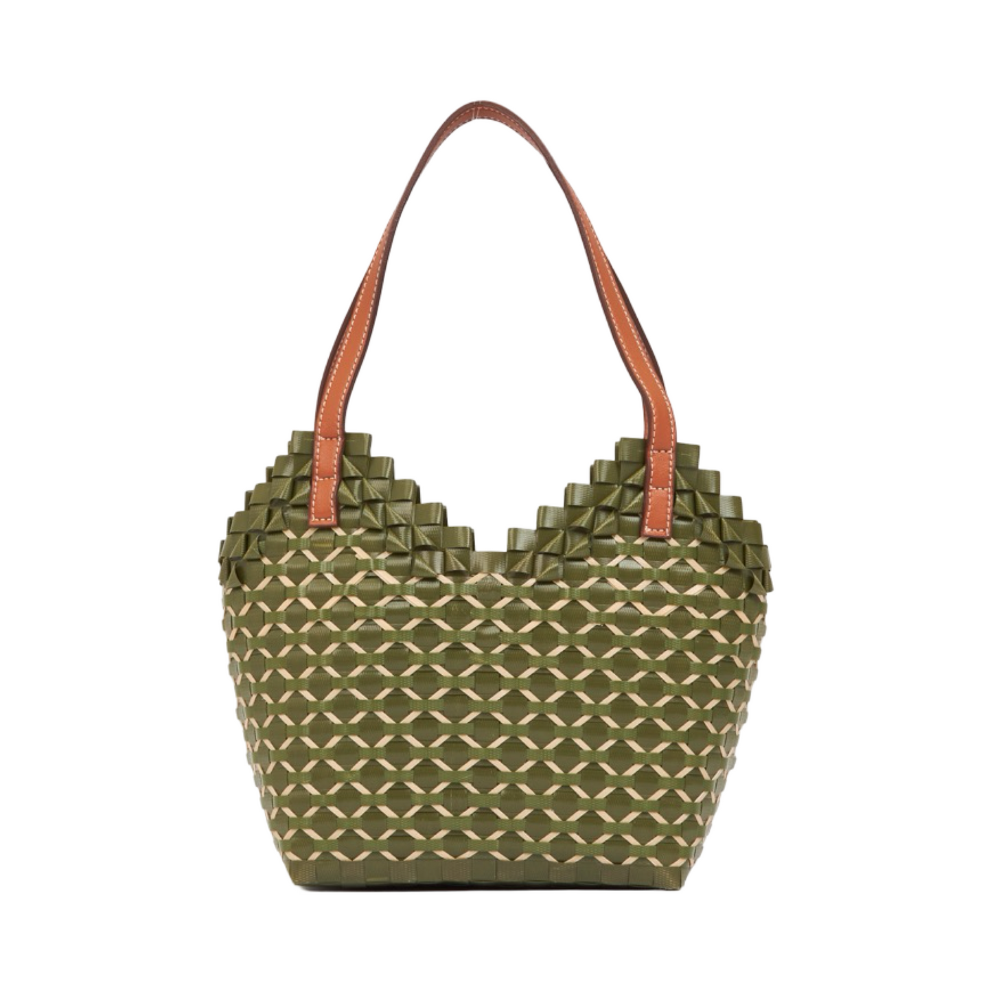 Thai Pattern Heart Basket Bag S - Olive