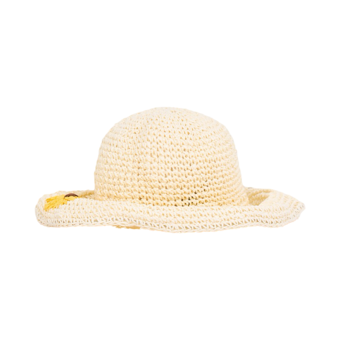 Straw Floral Bucket Hat - White