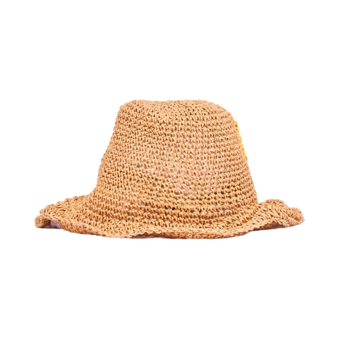 Straw Floral Bucket Hat - Brown Black