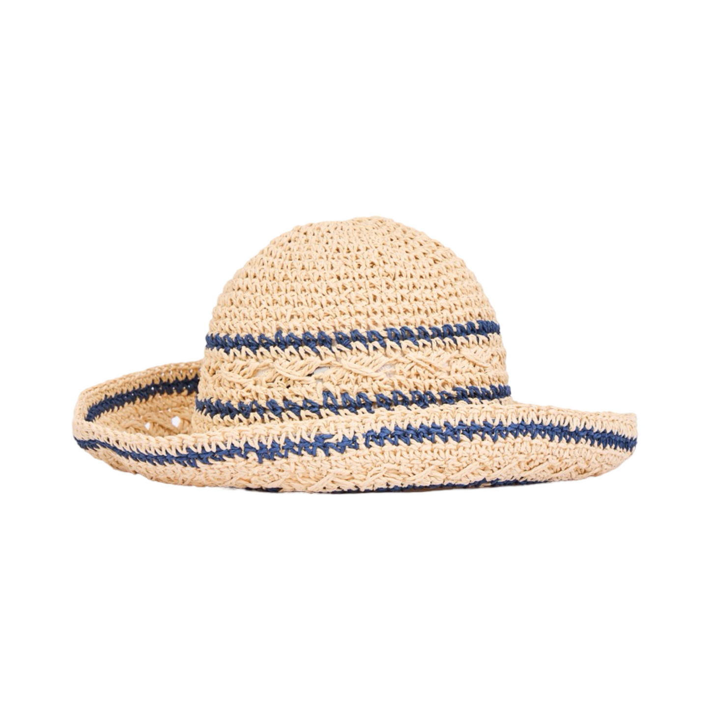 Straw Bucket Hat - Blue Beige
