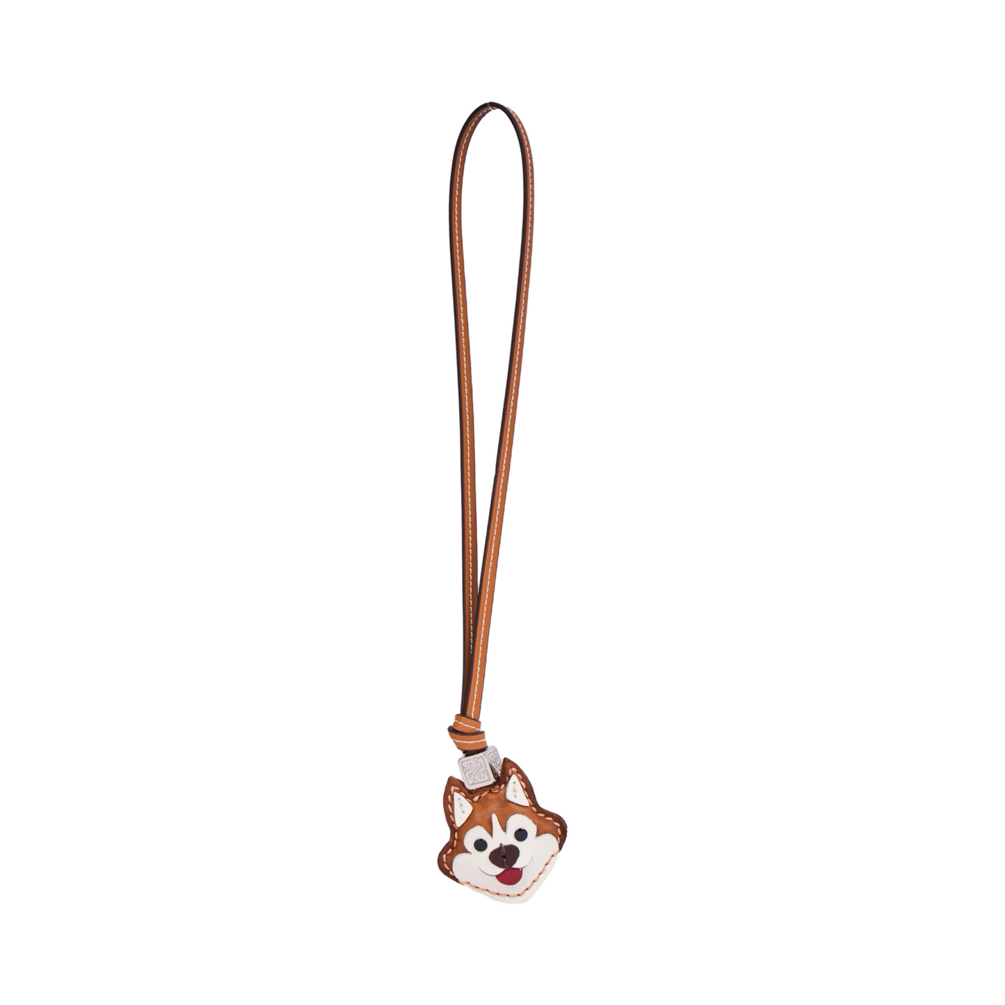 Animal Face Bag Charms Silver - Brown Husky