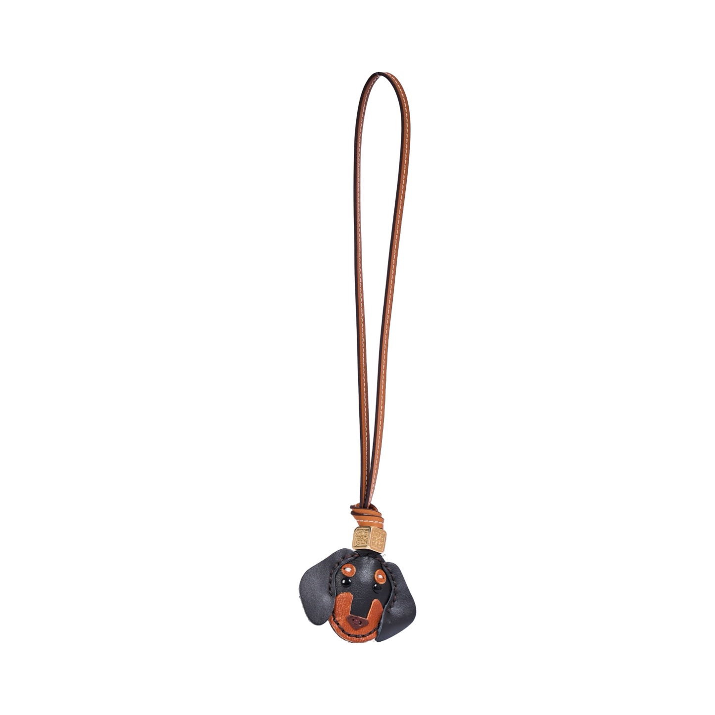 Animal Face Bag Charms Gold - Black Dachshund