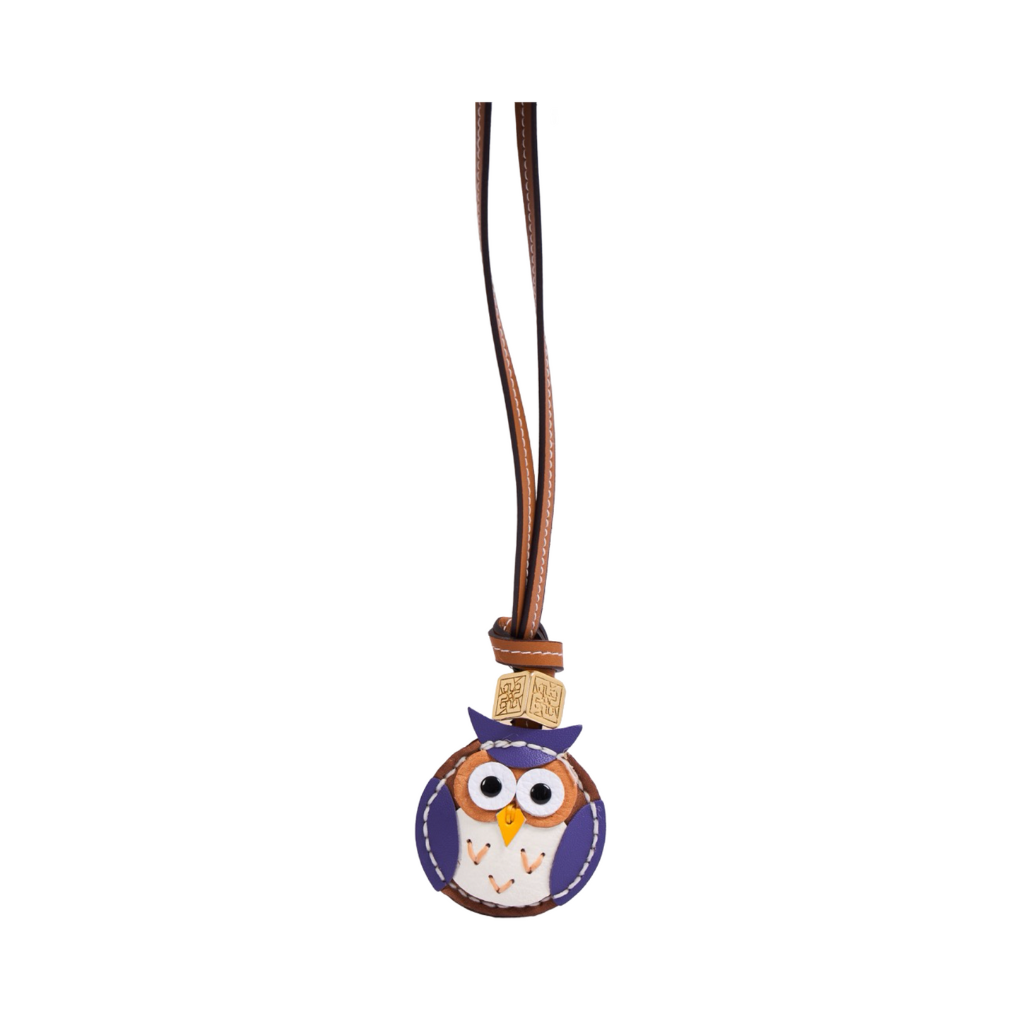 Animal Face Bag Charms Gold - Purple Owl