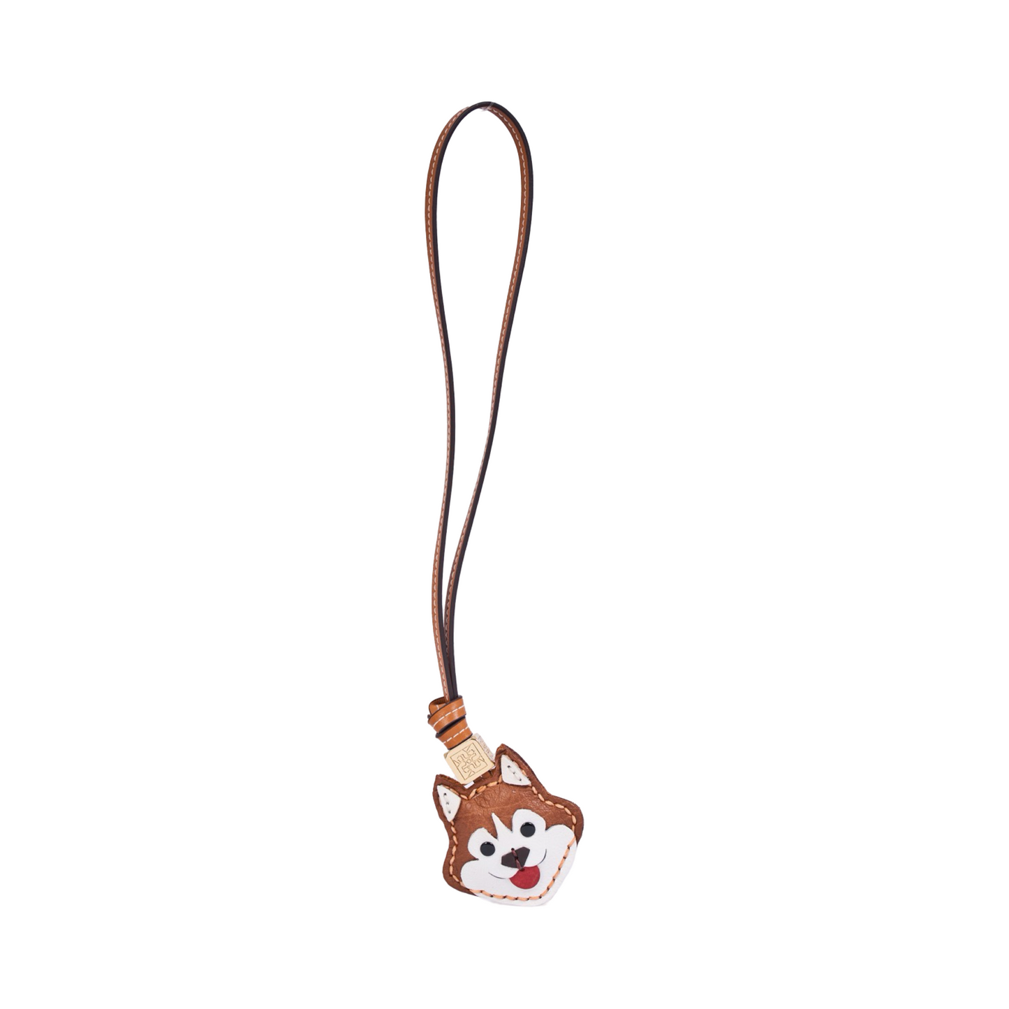 Animal Face Bag Charms Gold - Brown Husky