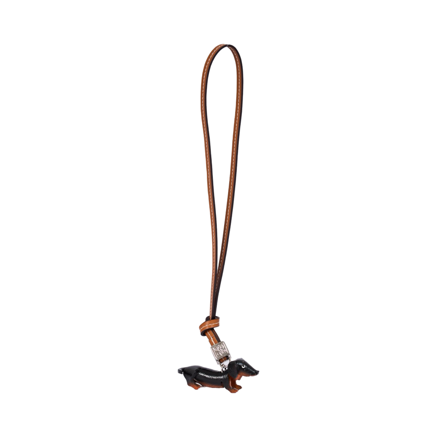 Animal Bag Charm Silver - Black Dachshund