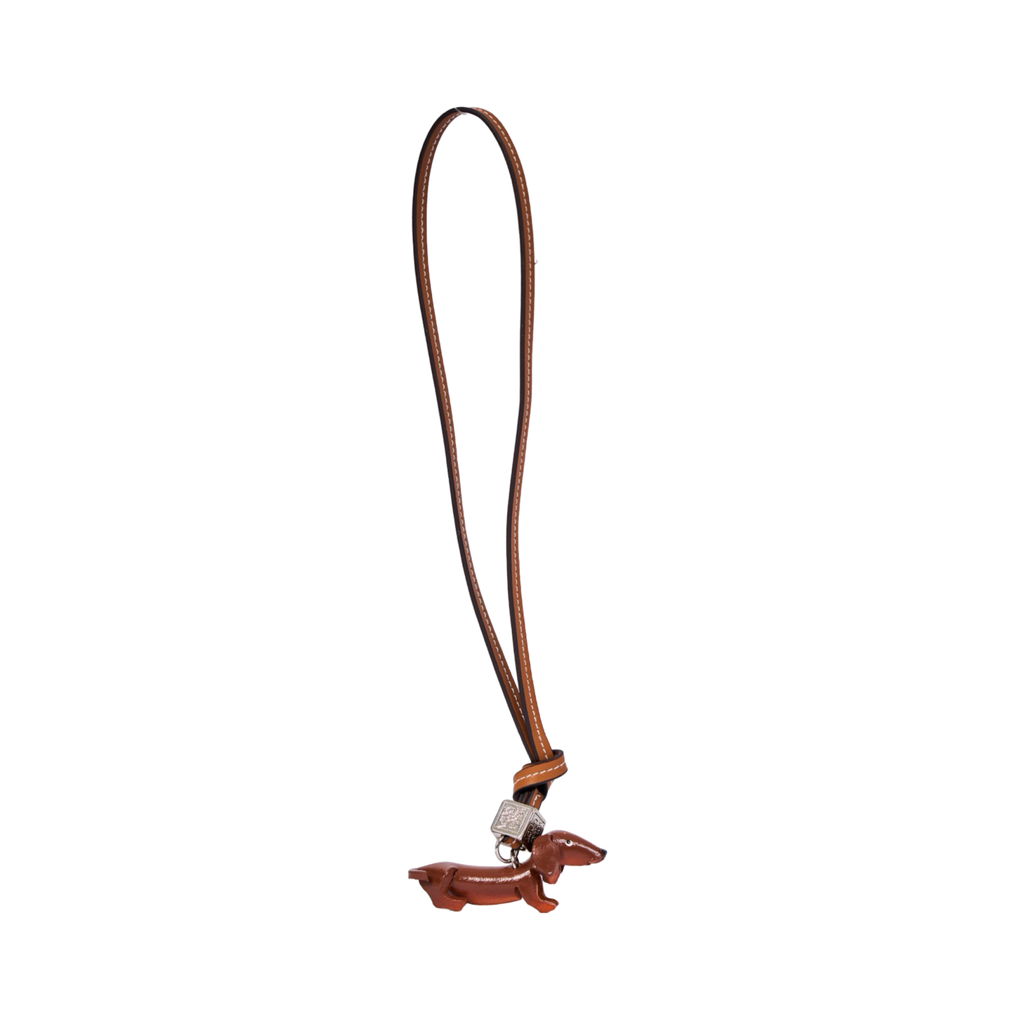 Animal Bag Charm Silver - Brown Dachshund