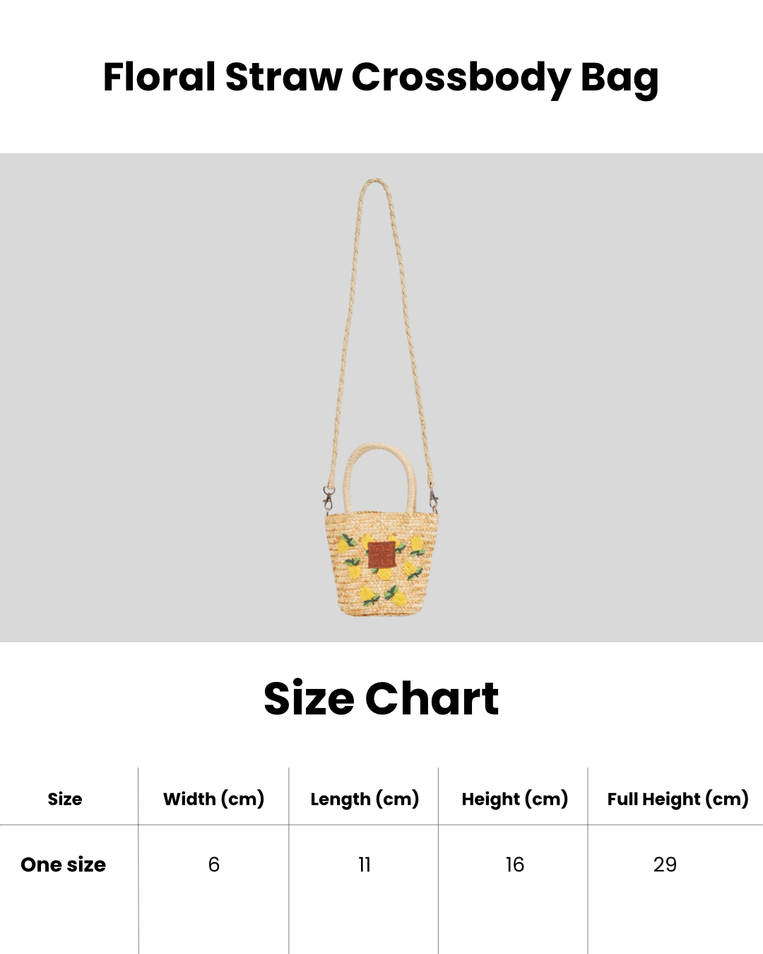 Floral Straw Crossbody Bag - Yellow