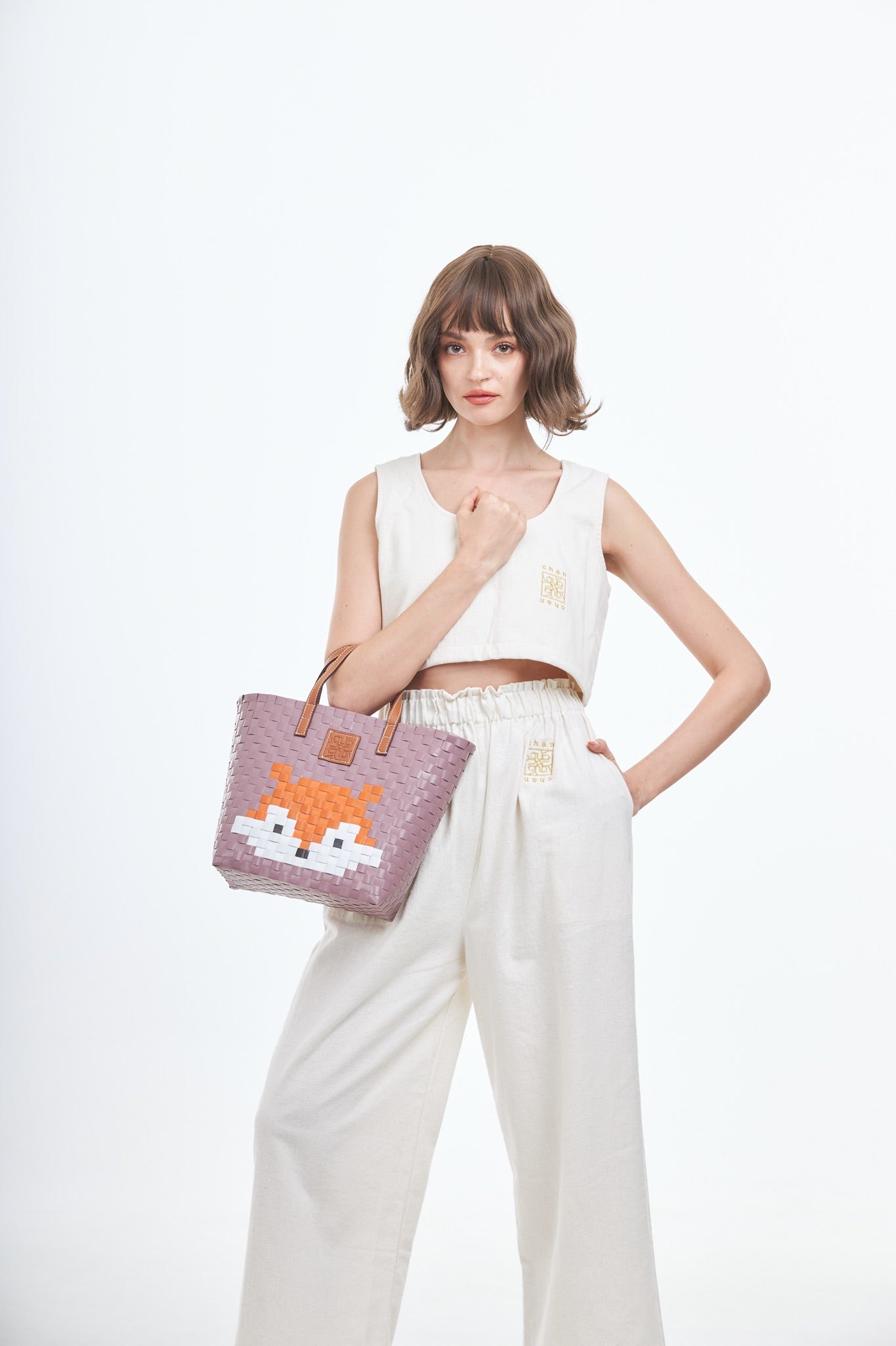 Animal Basket Bag Fox L - Taupe
