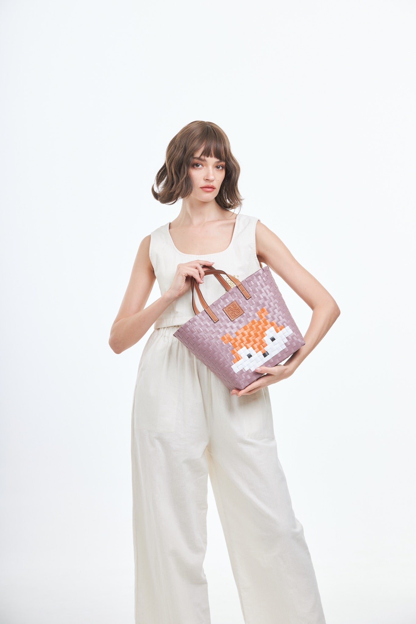 Animal Basket Bag Fox L - Taupe