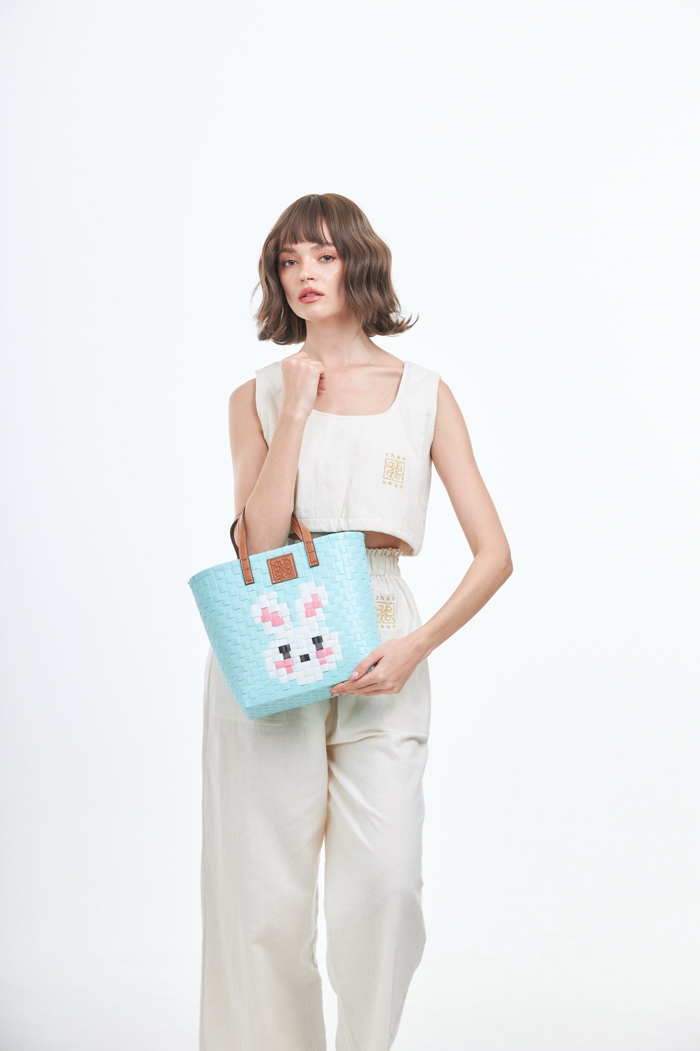 Animal Basket Bag Rabbit L - Blue