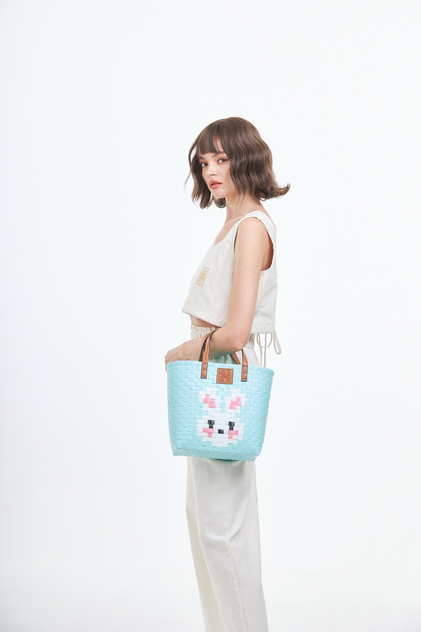 Animal Basket Bag Rabbit L - Blue