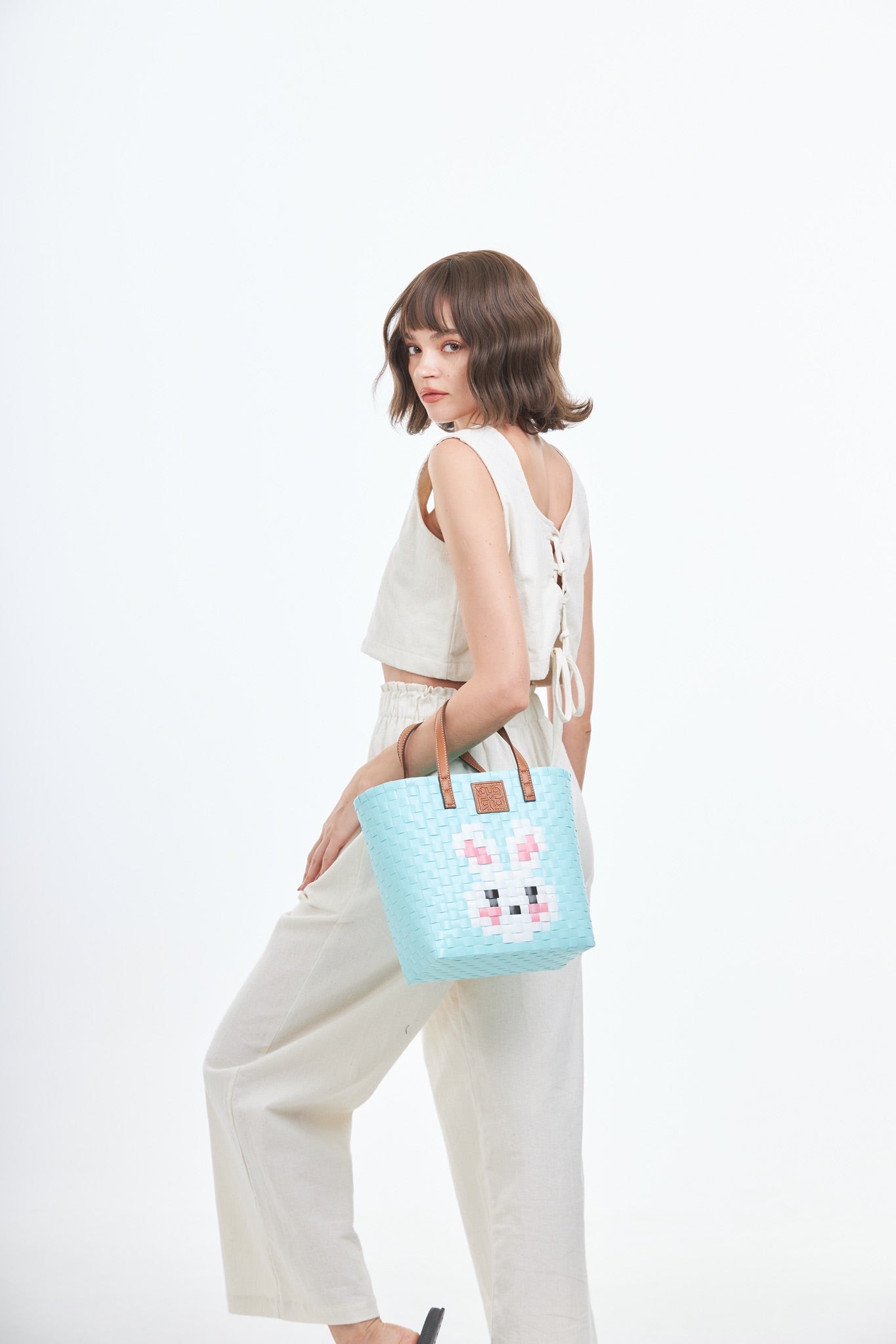 Animal Basket Bag Rabbit L - Blue