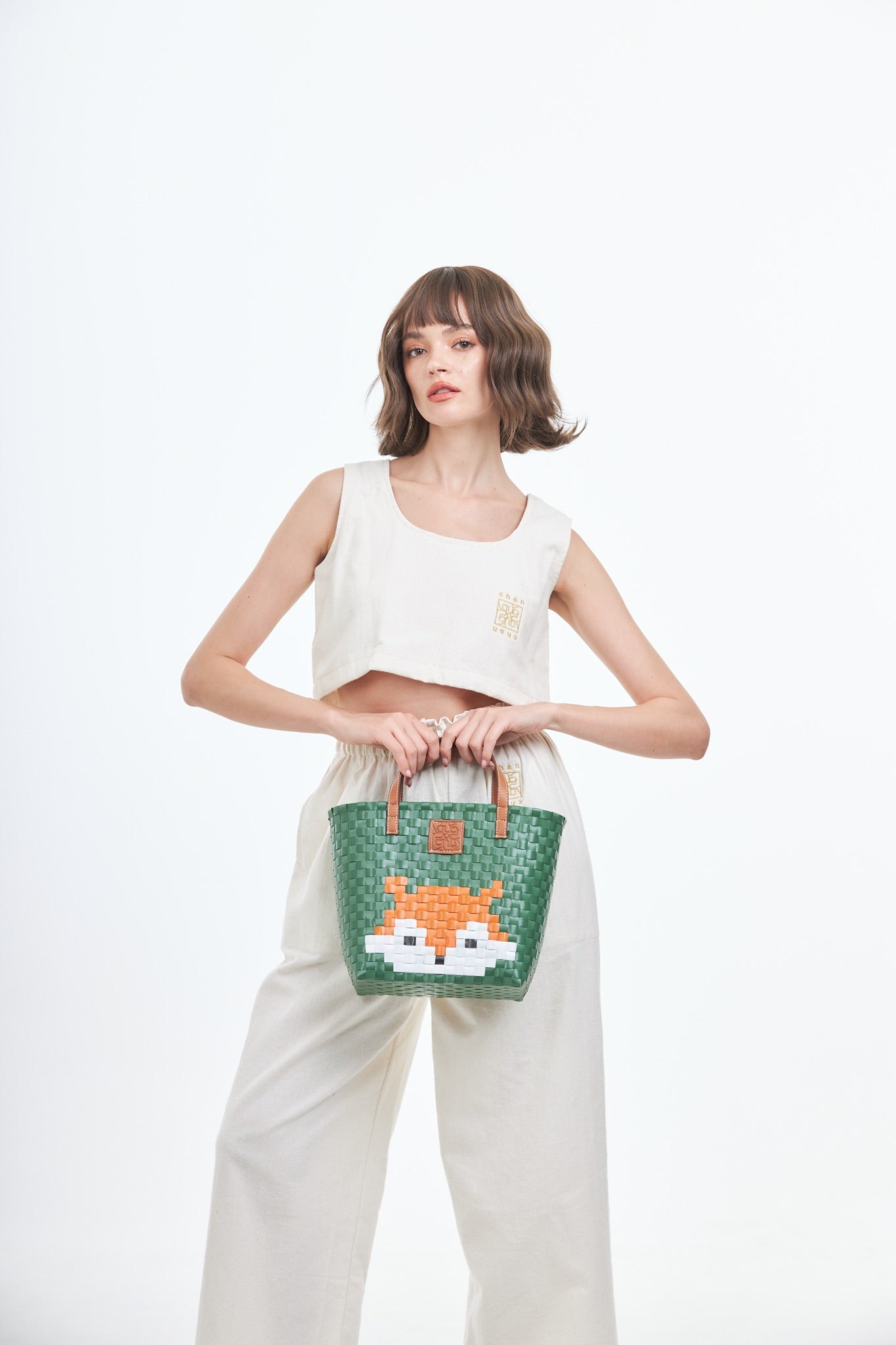 Animal Basket Bag Fox L - Green