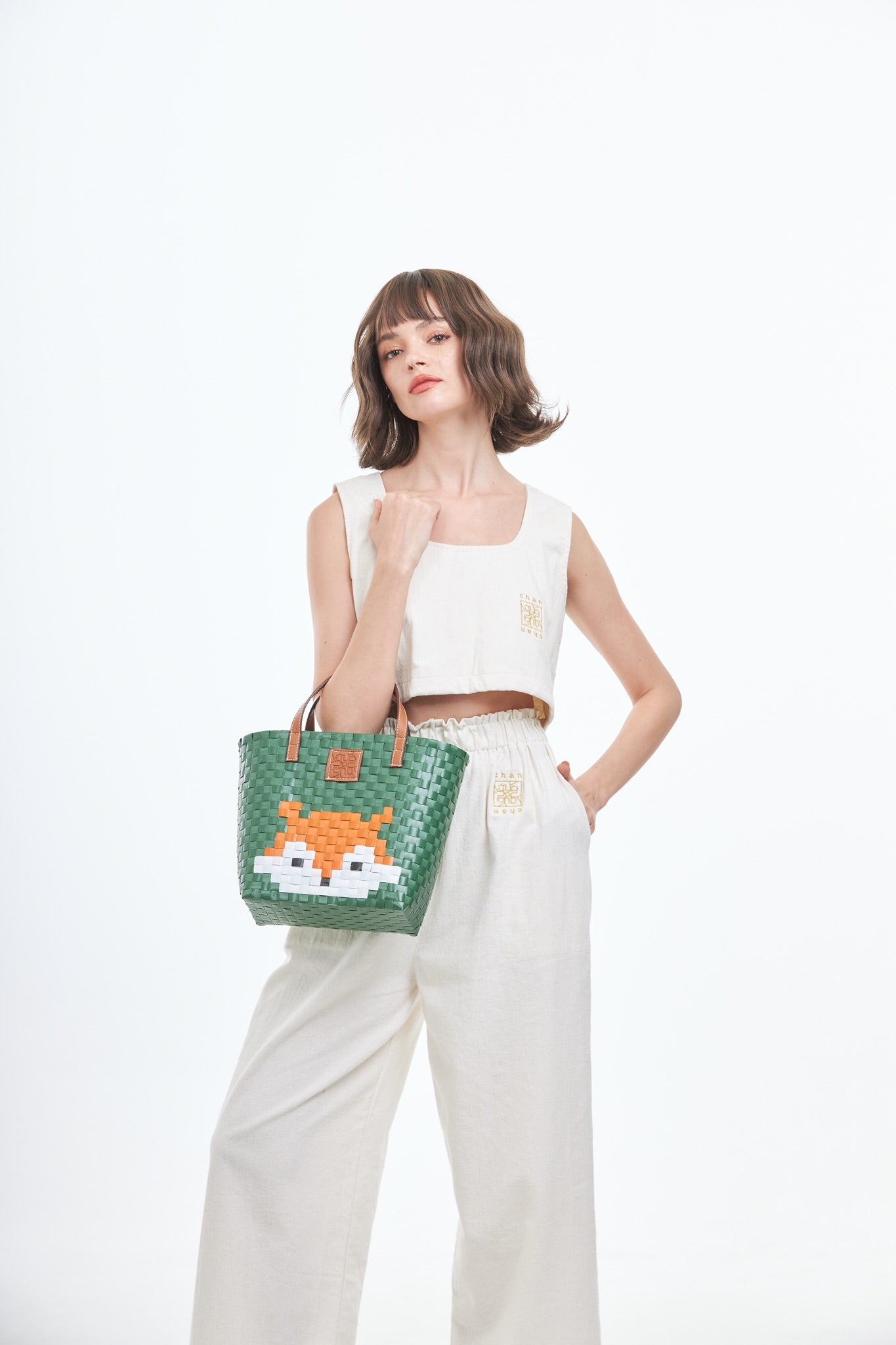 Animal Basket Bag Fox L - Green