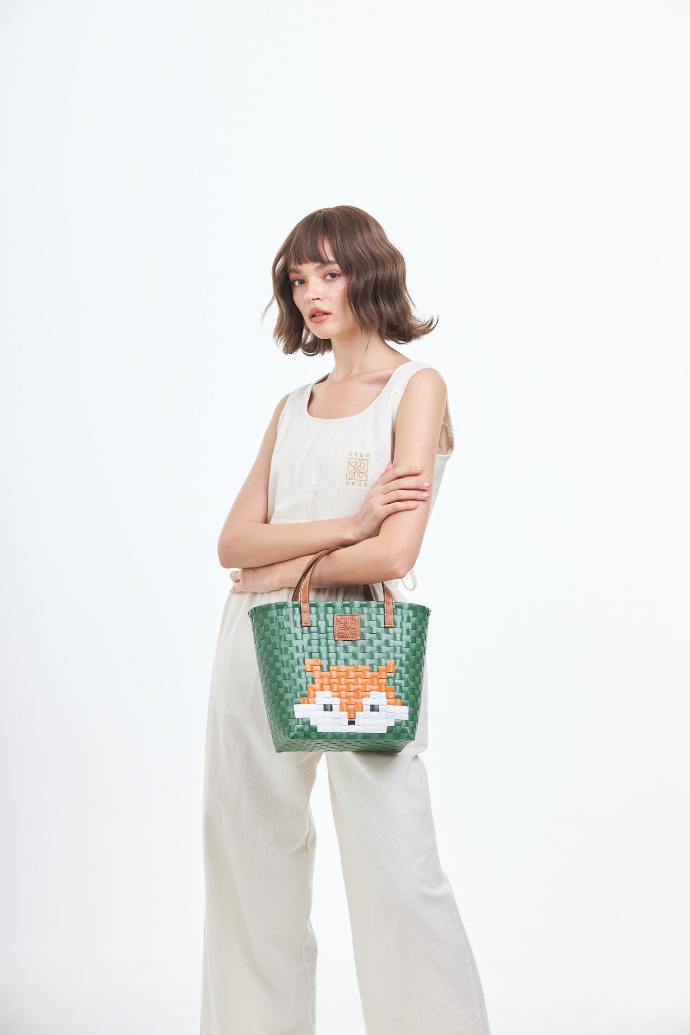 Animal Basket Bag Fox L - Green