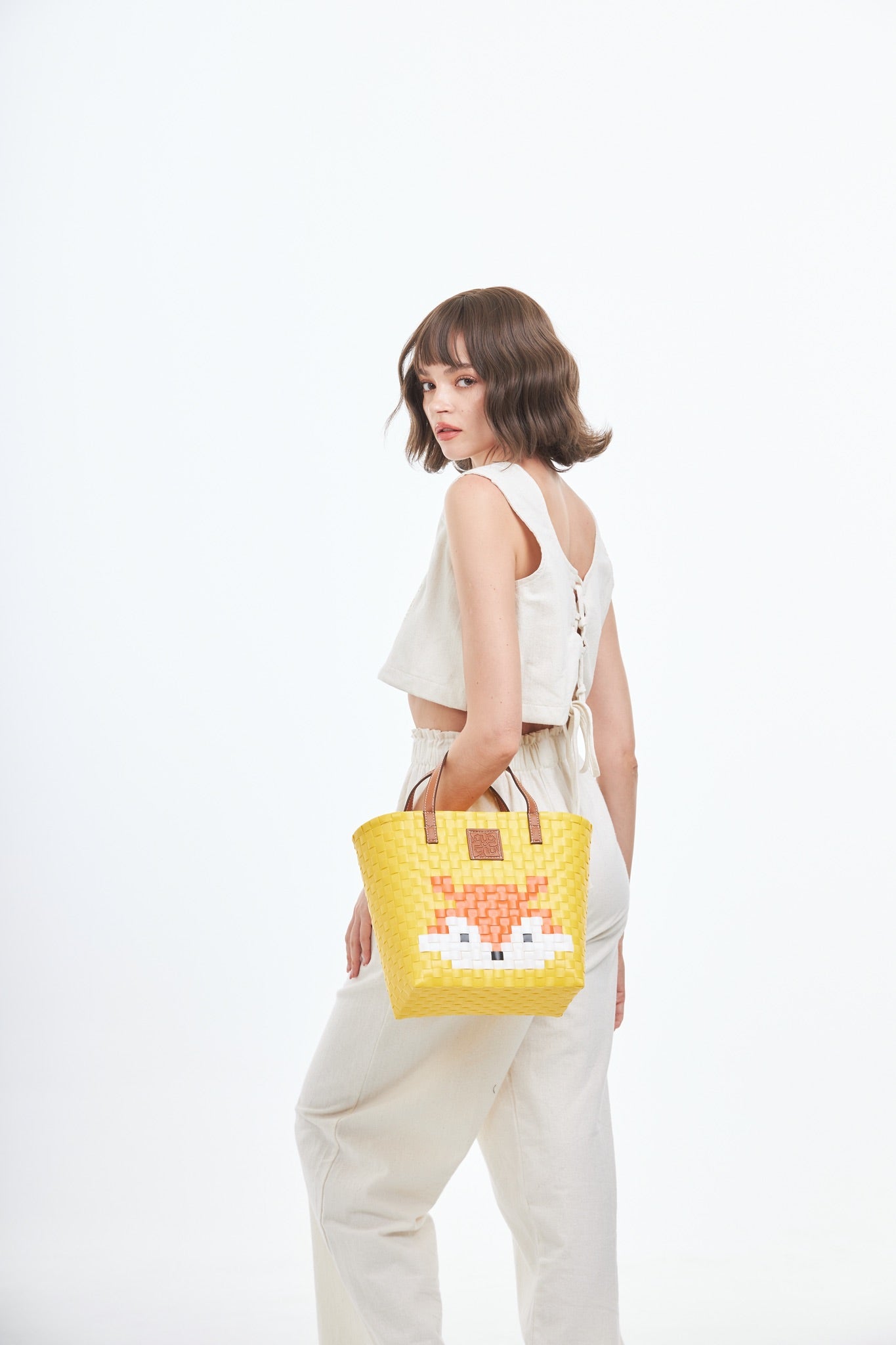 Animal Basket Bag Fox L - Yellow