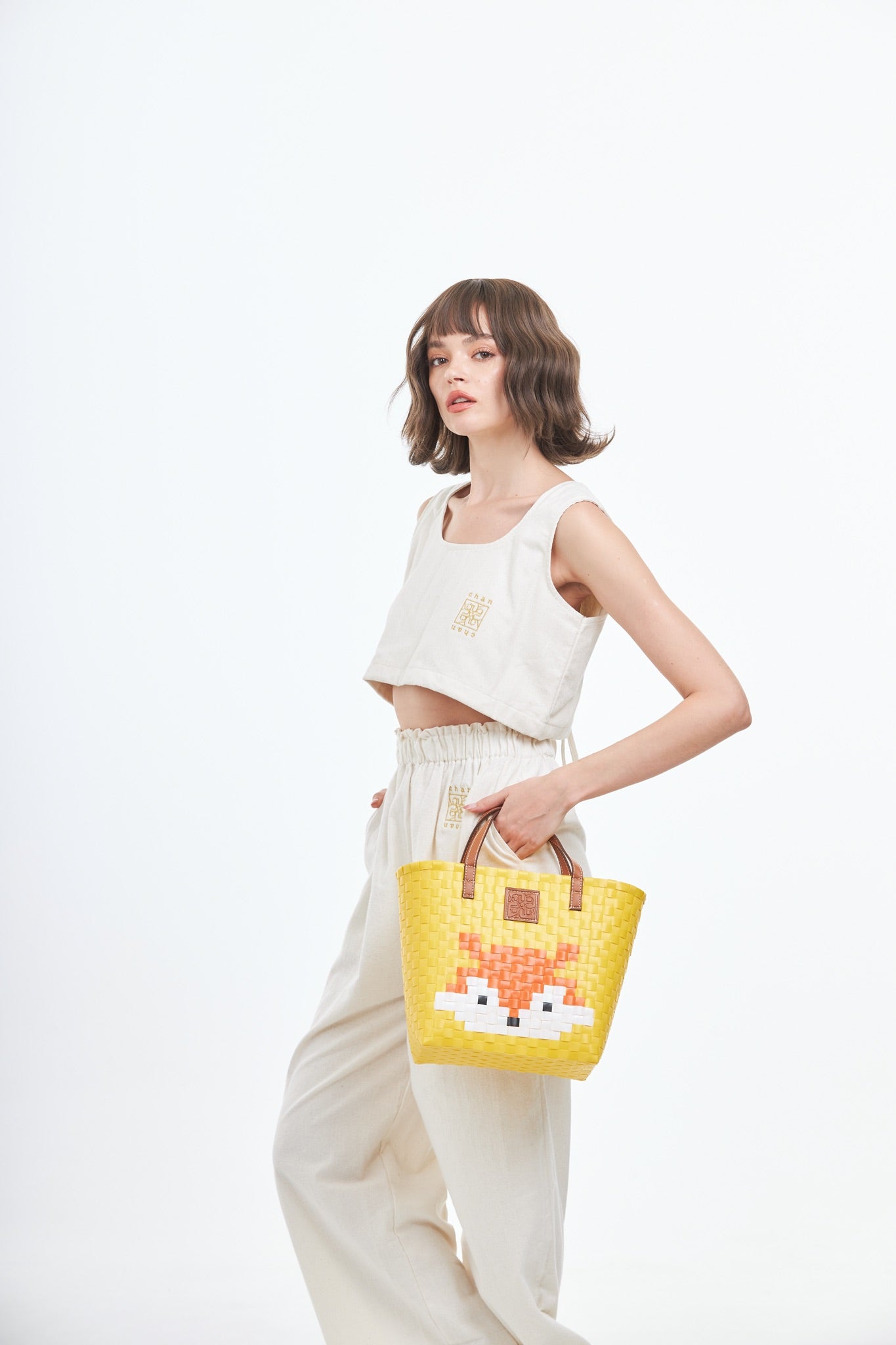 Animal Basket Bag Fox L - Yellow