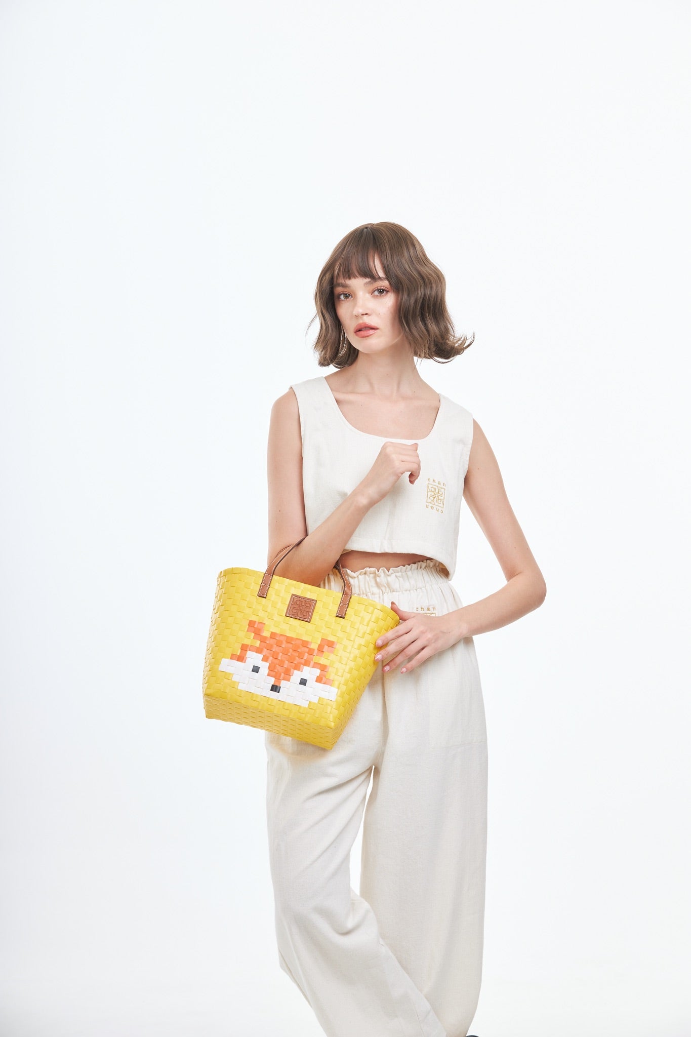 Animal Basket Bag Fox L - Yellow