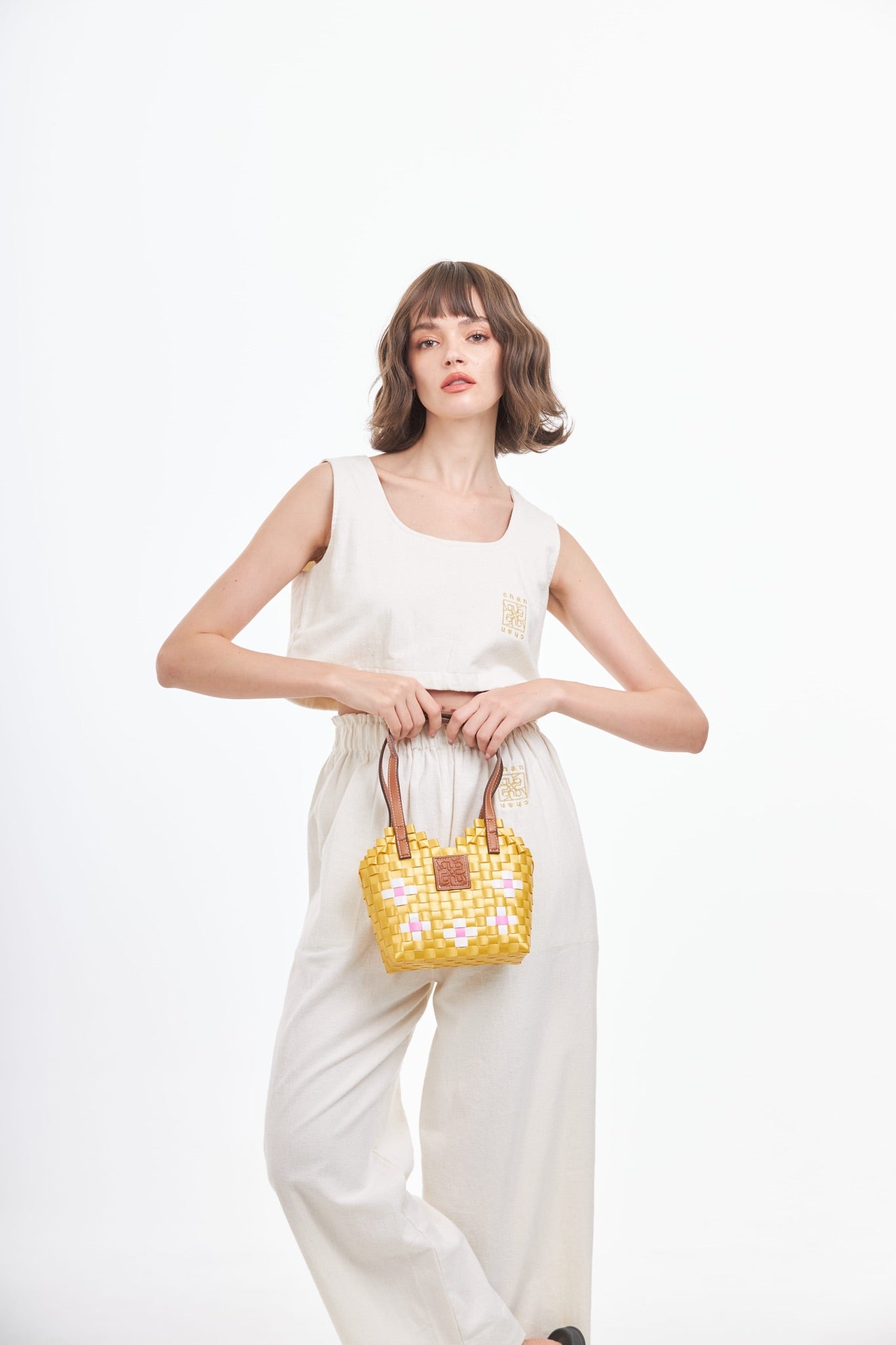 Floral Heart Basket Bag XS - Gold