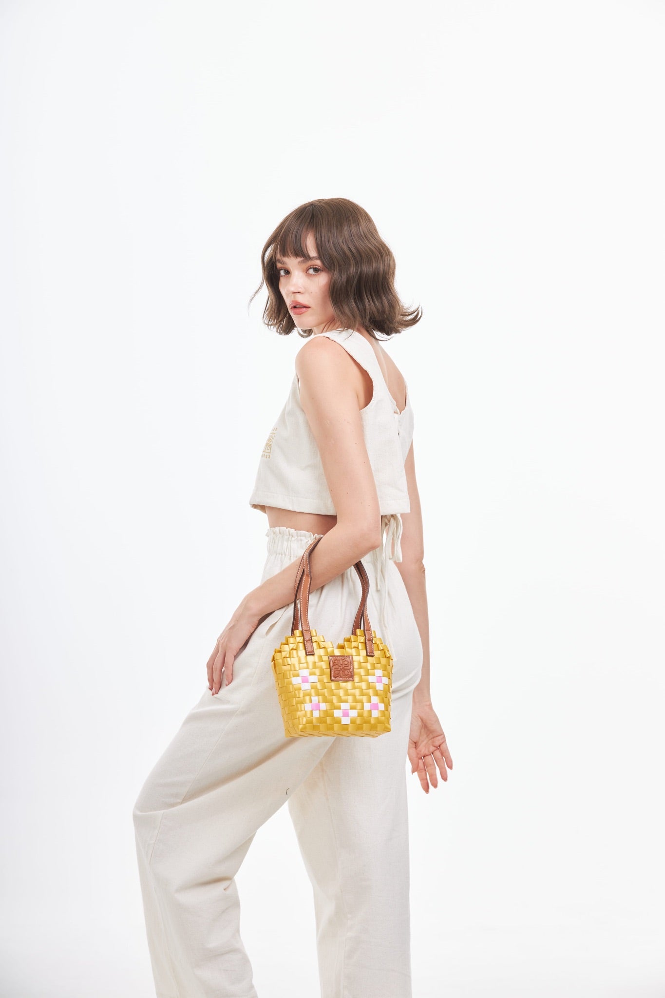 Floral Heart Basket Bag XS - Gold