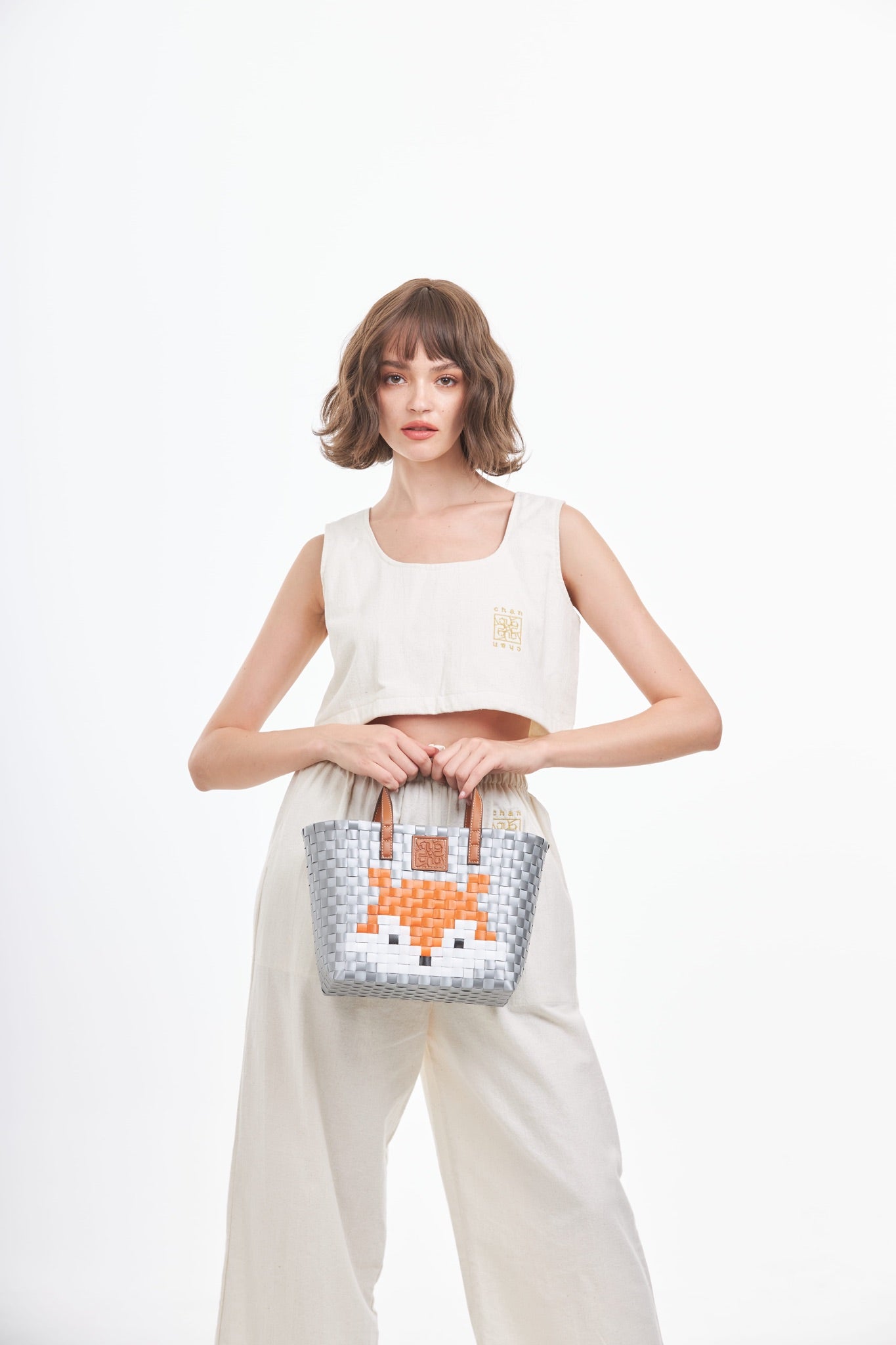 Animal Basket Bag Fox M - Sliver