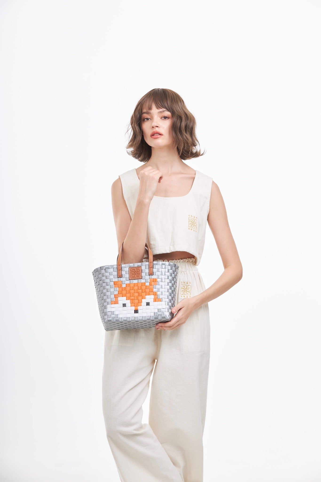 Animal Basket Bag Fox M - Sliver