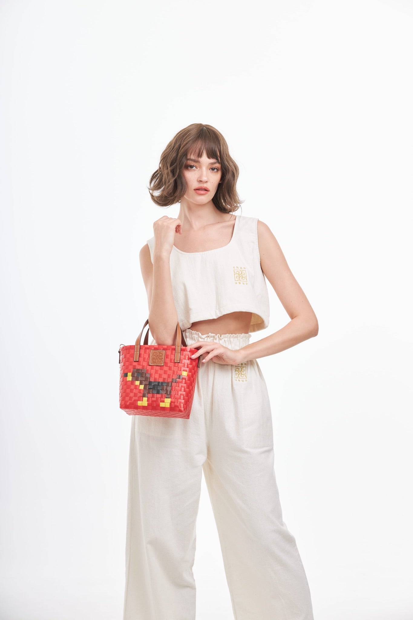 Animal Basket Bag With Strap Dog S - Red