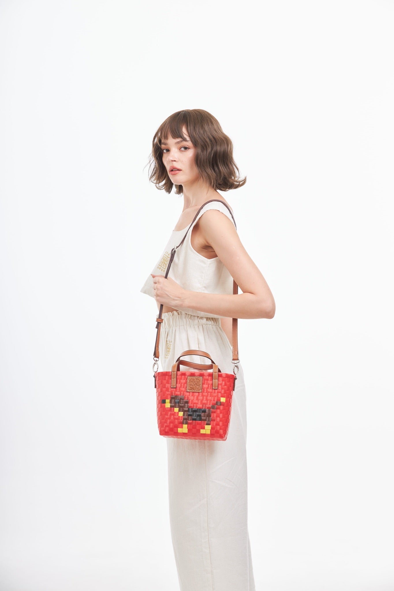Animal Basket Bag With Strap Dog S - Red