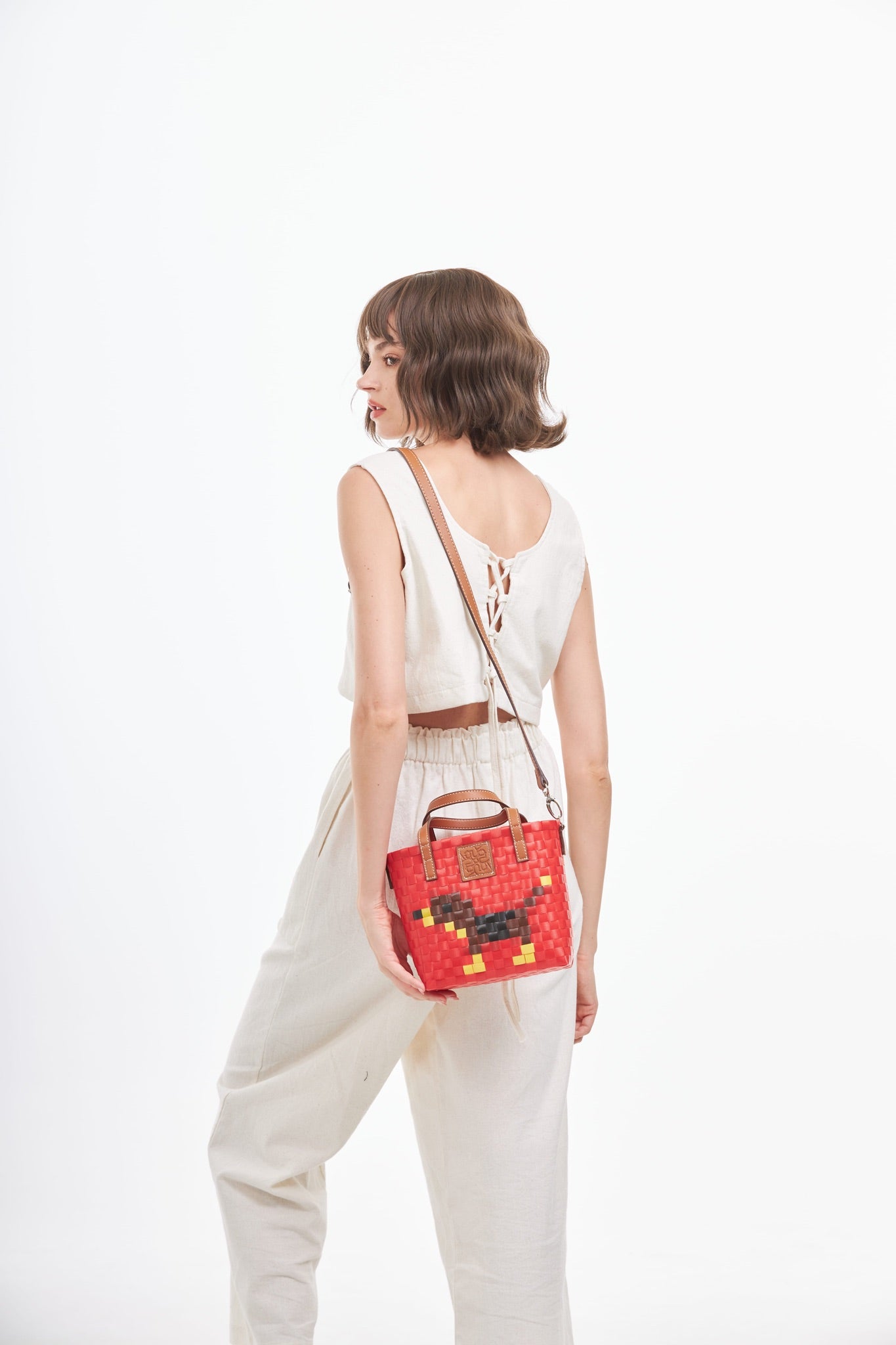 Animal Basket Bag With Strap Dog S - Red