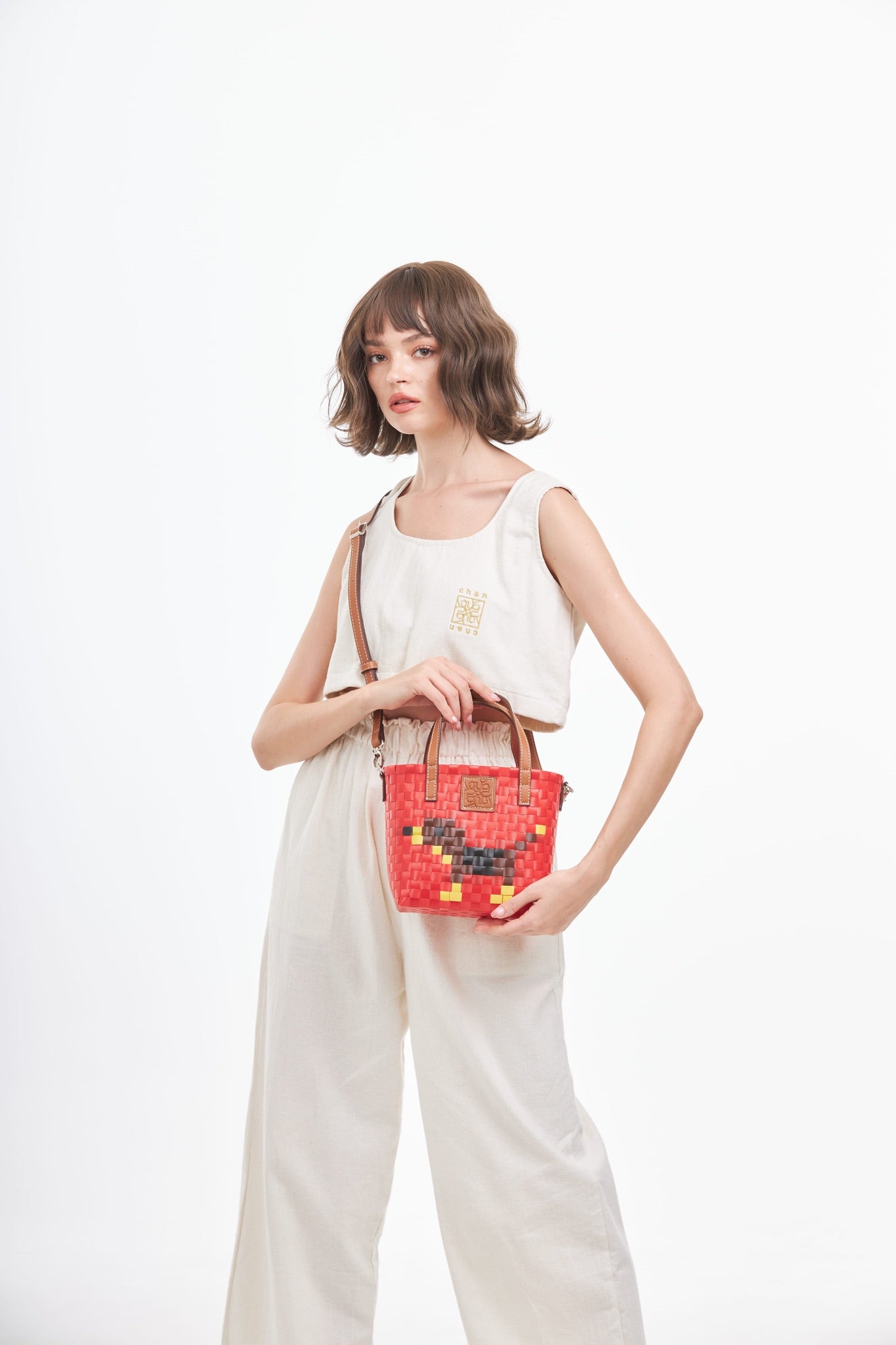 Animal Basket Bag With Strap Dog S - Red