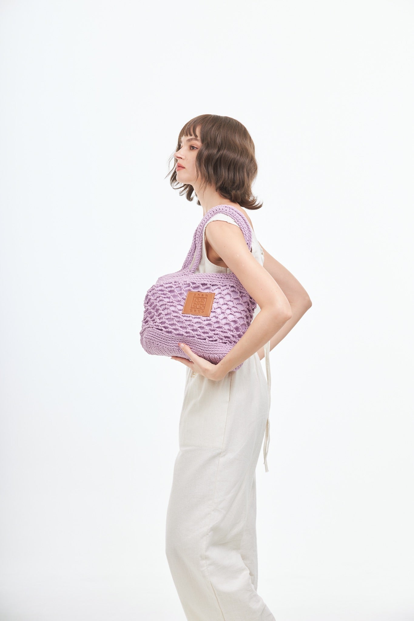 Knitted Tote Bag - Purple