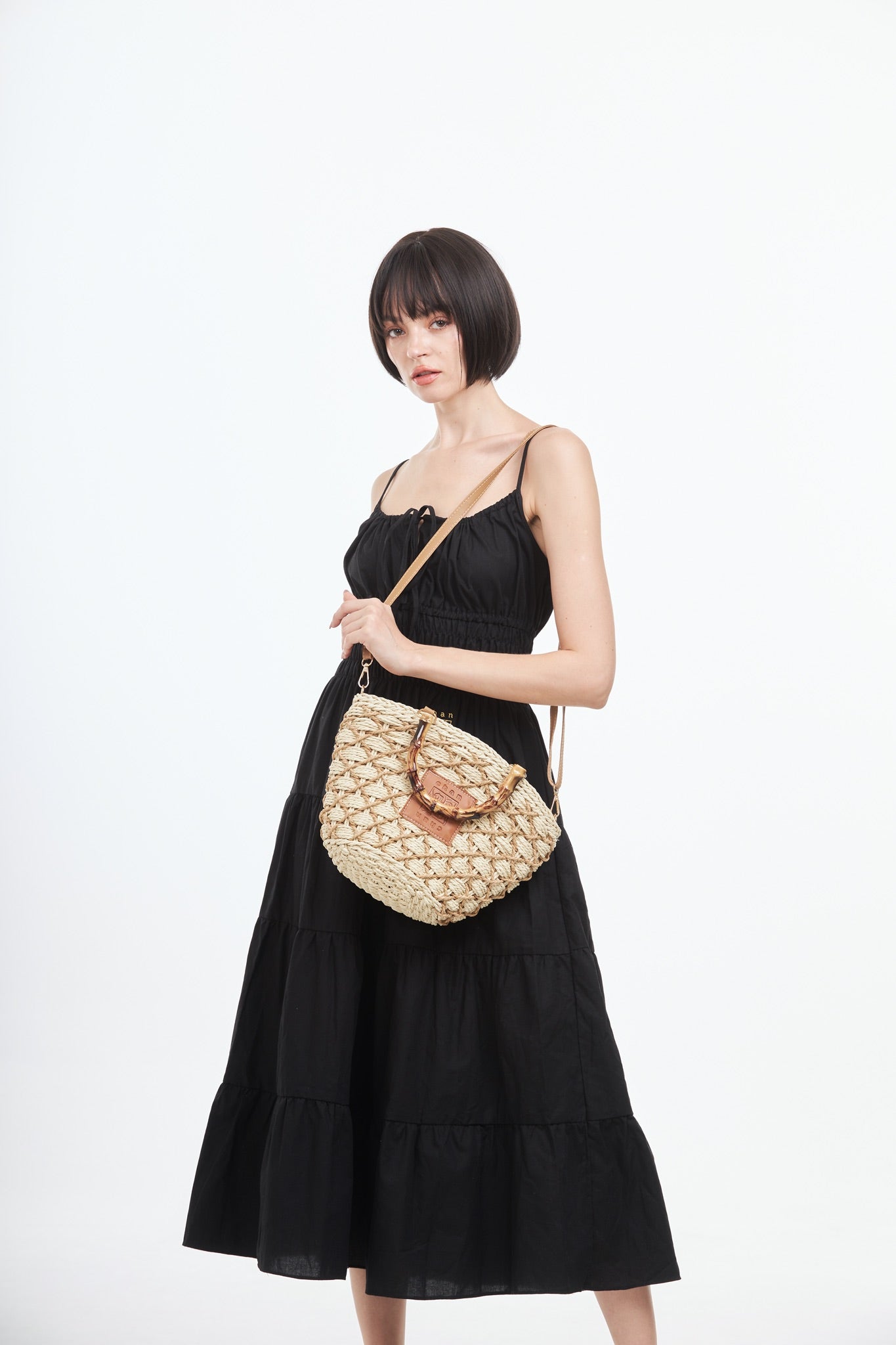 Everyday Earth – Straw Bag With Wood Handle – Beige