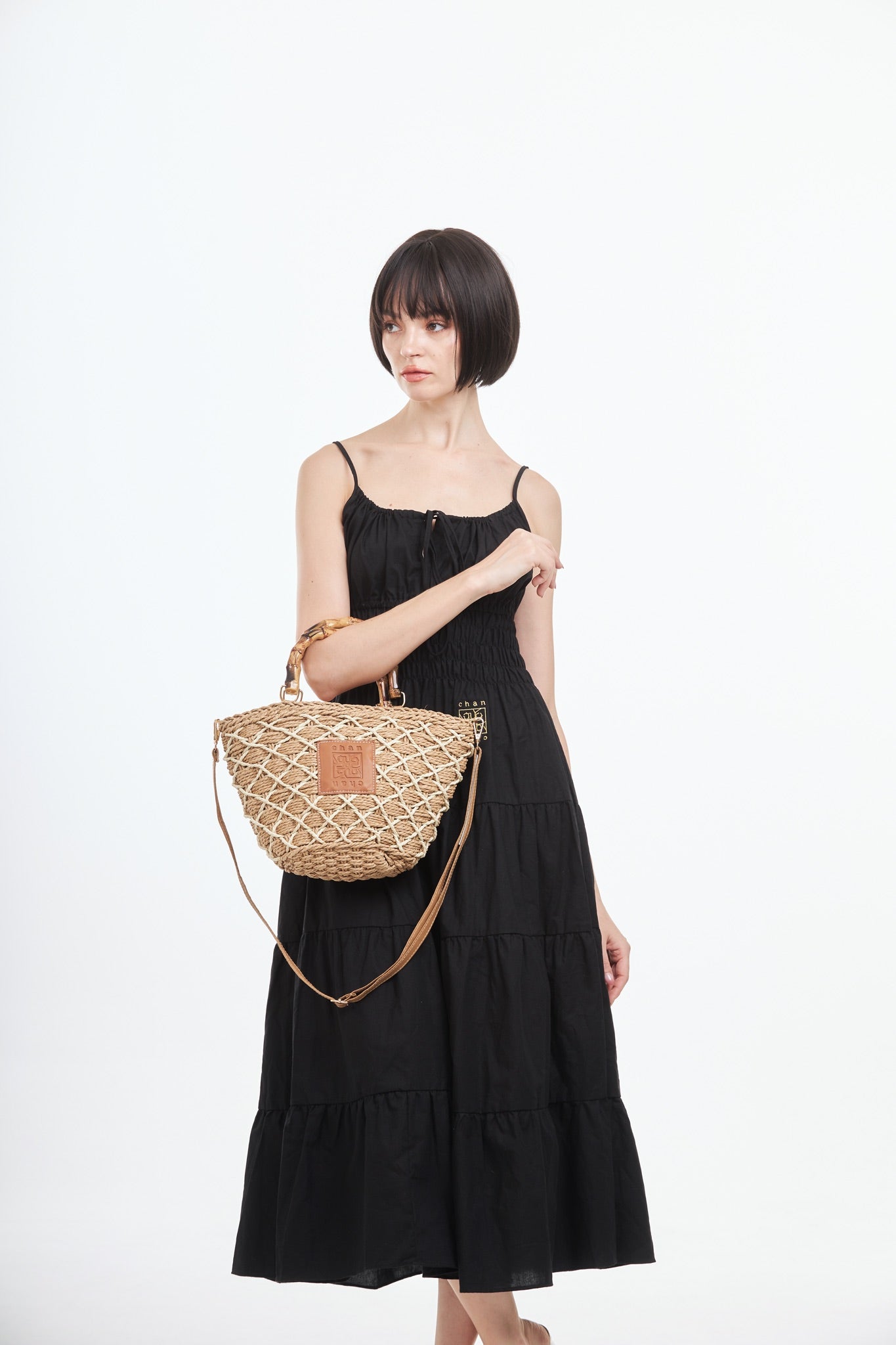 Everyday Earth – Straw Bag With Wood Handle – Brown