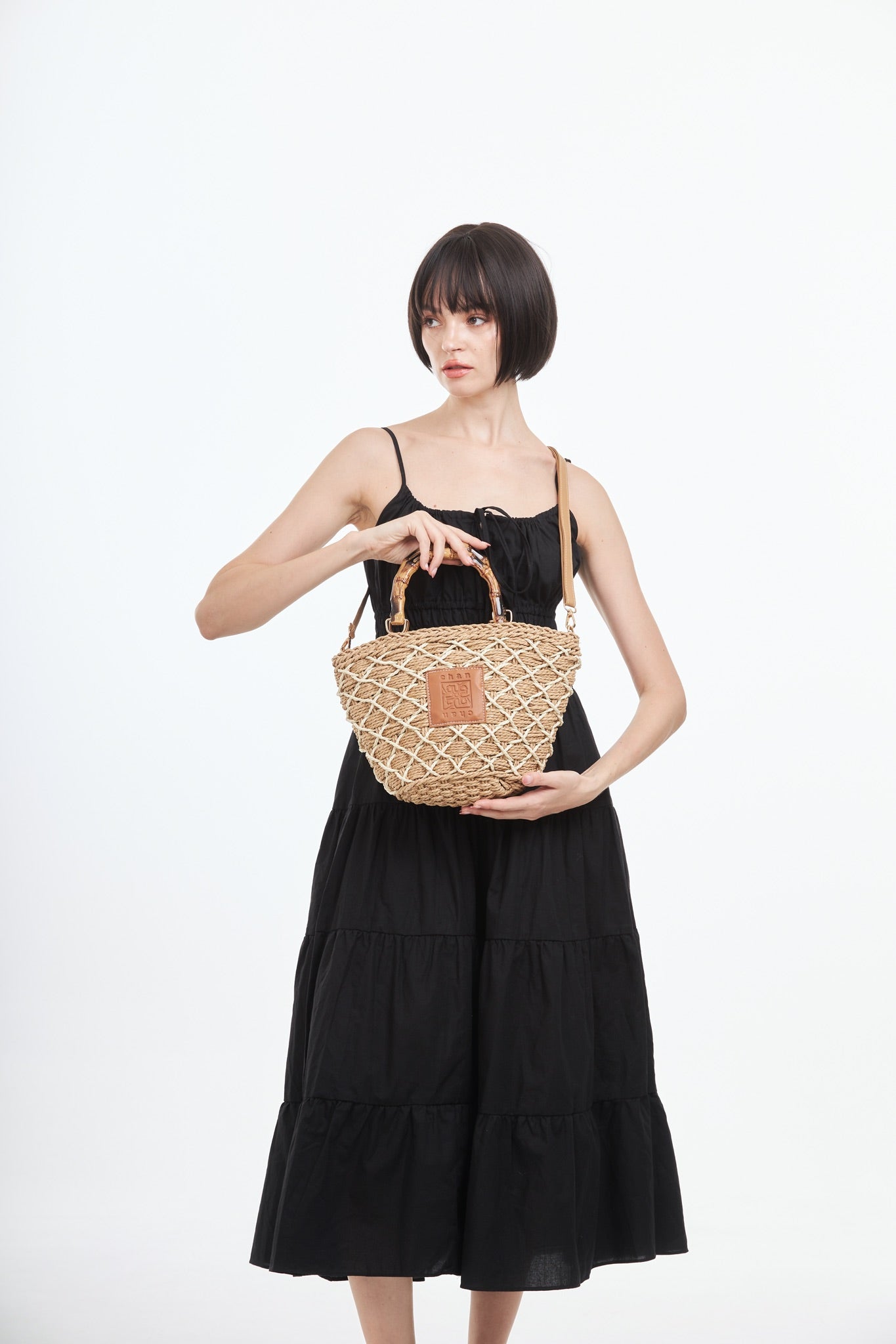 Everyday Earth – Straw Bag With Wood Handle – Brown
