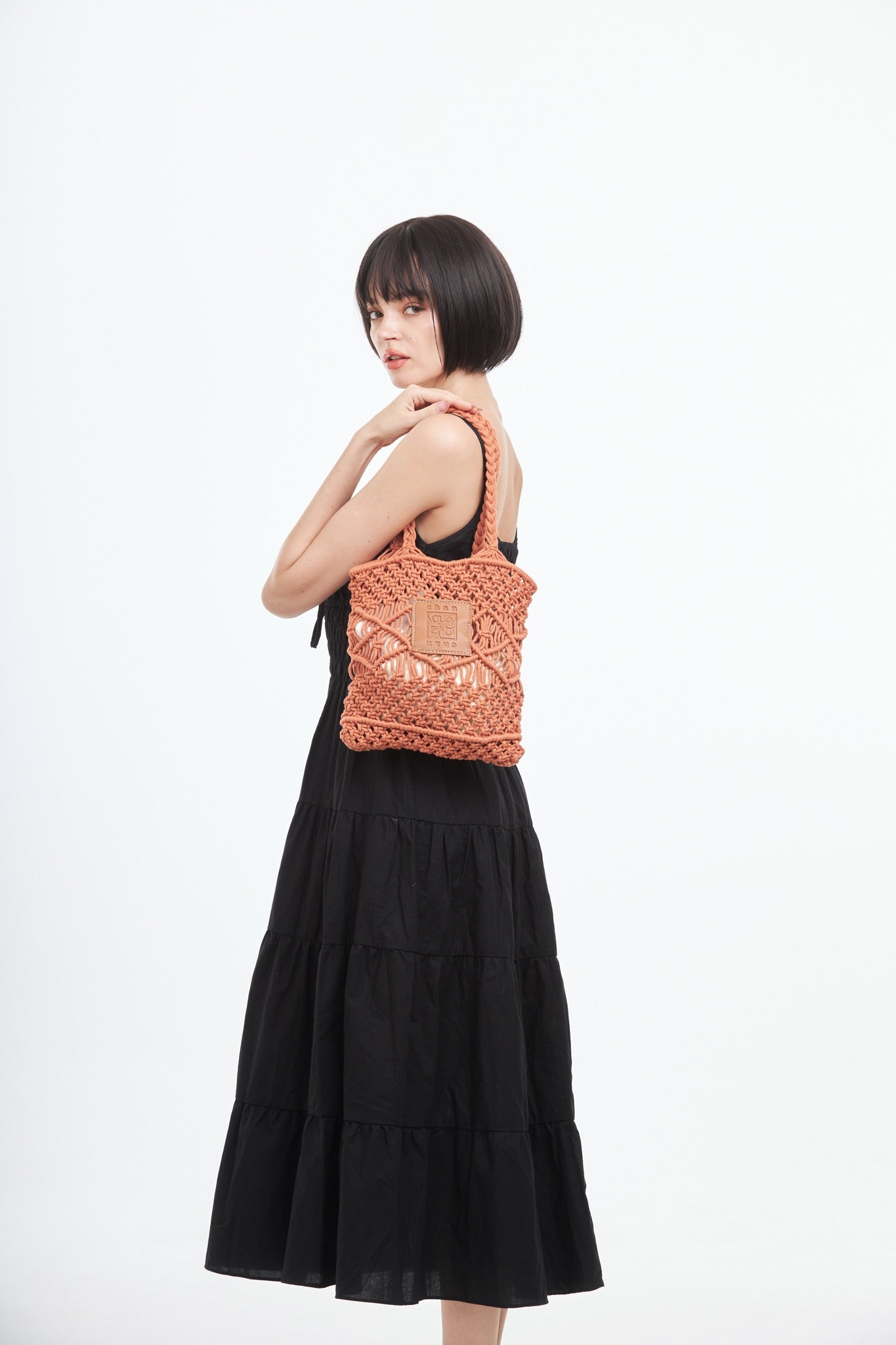 Knitted Tote Bag - Orange