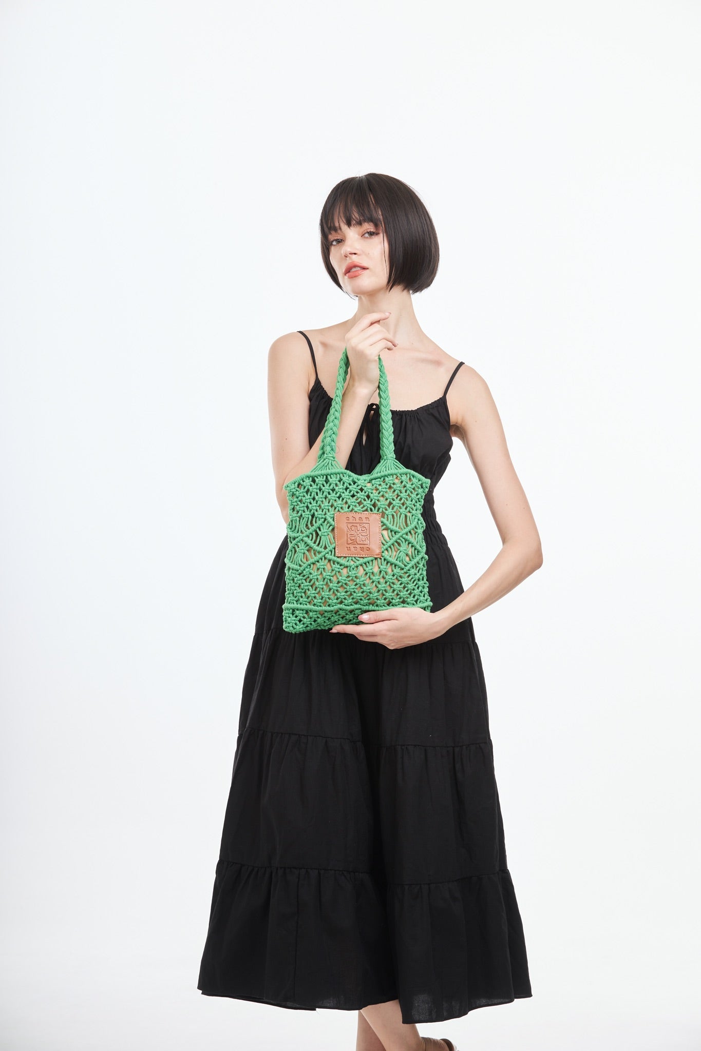 Knitted Tote Bag - Green