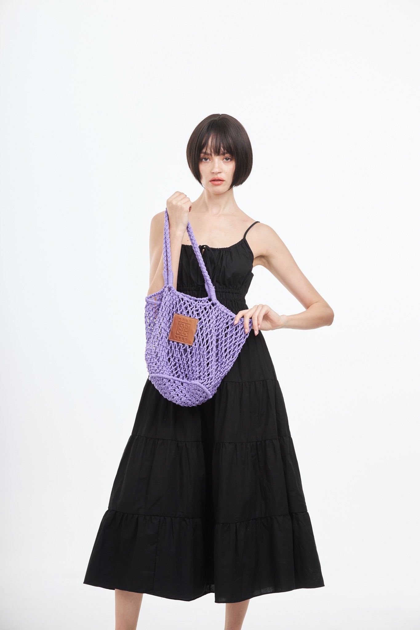 Knitted Tote Bag - Purple