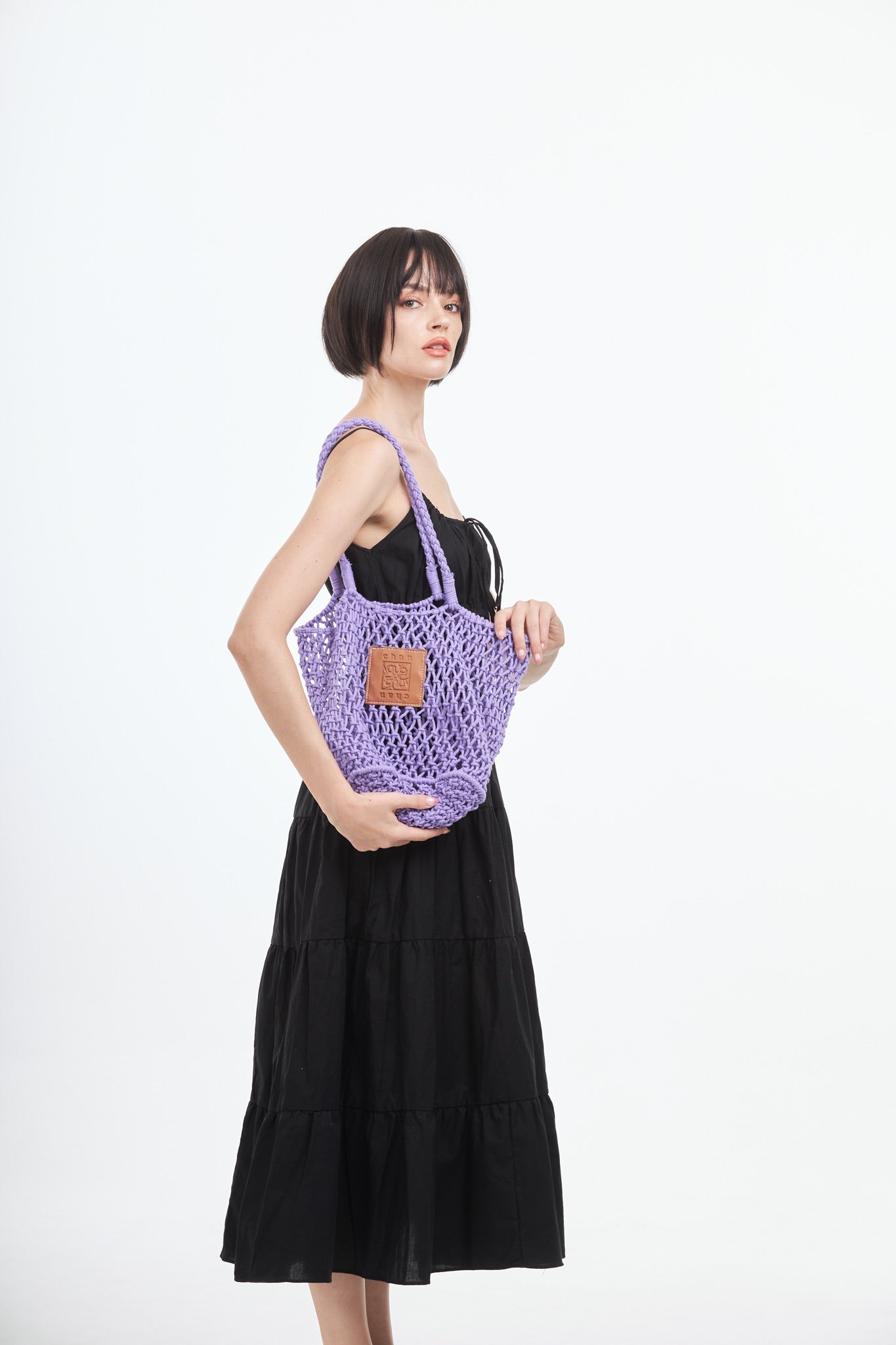Knitted Tote Bag - Purple