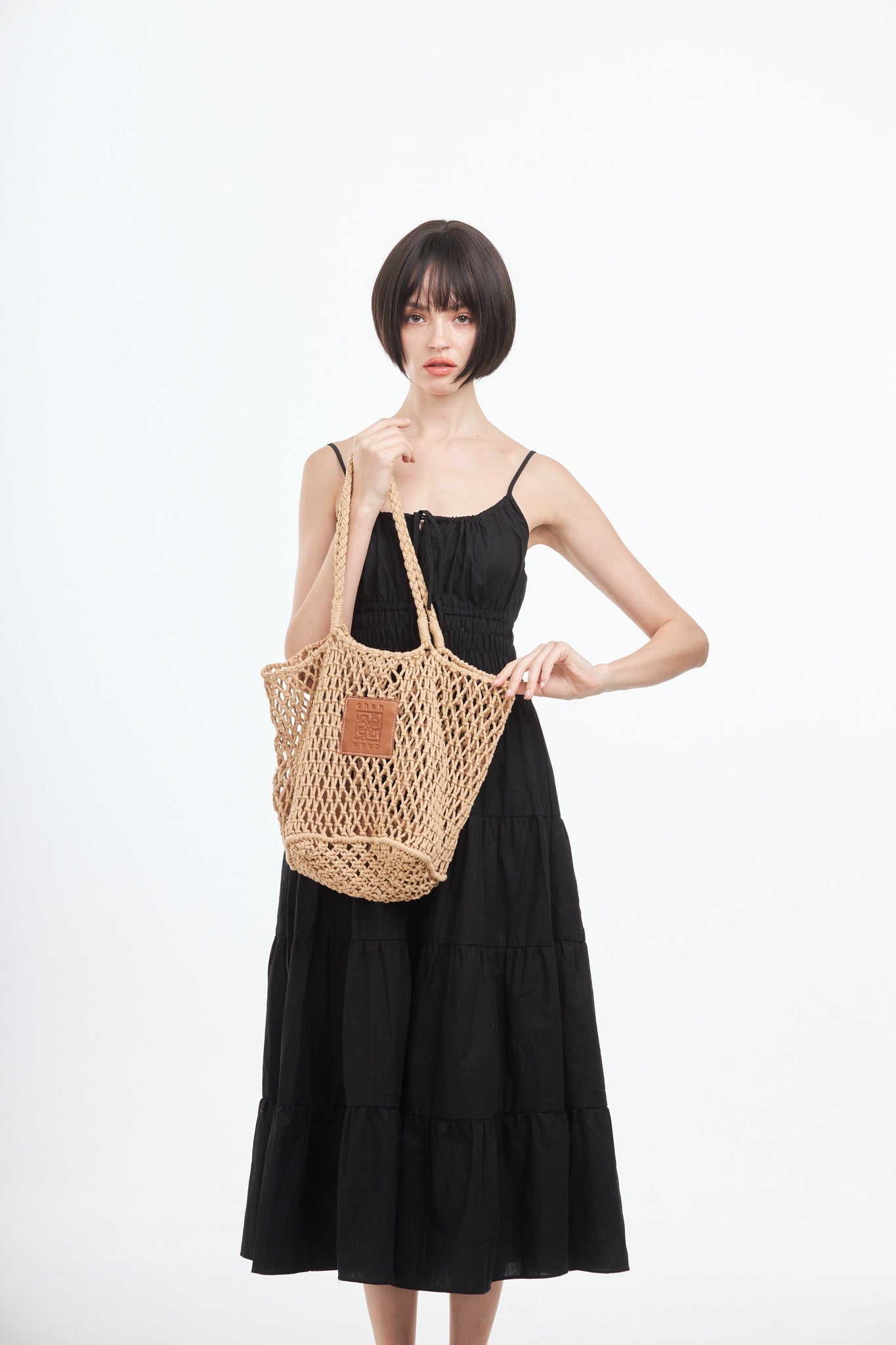 Knitted Tote Bag - Brown