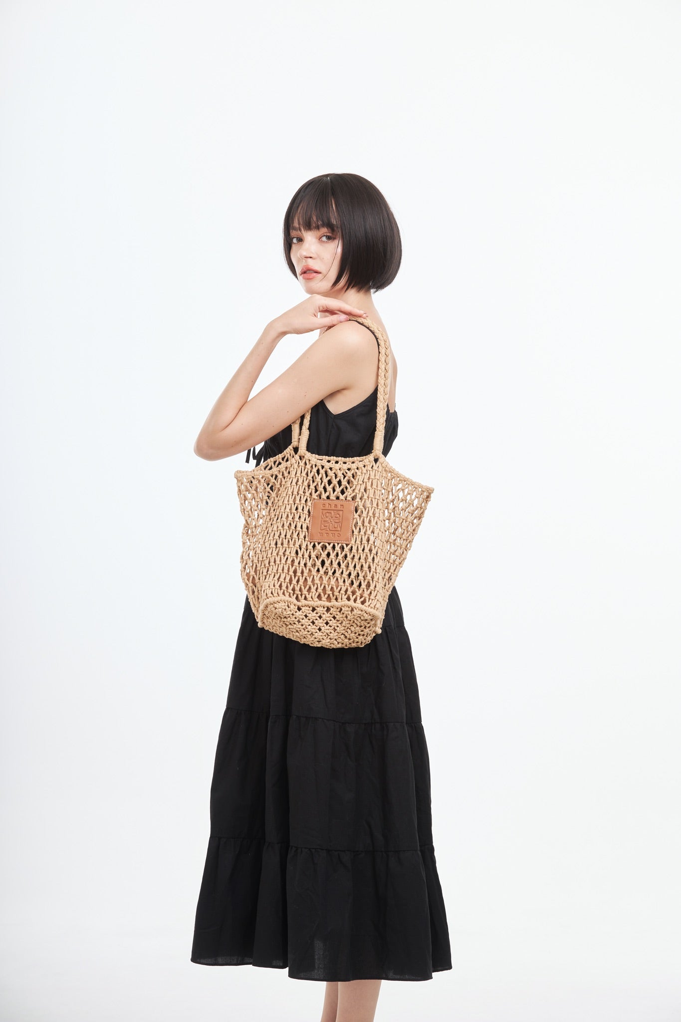 Knitted Tote Bag - Brown