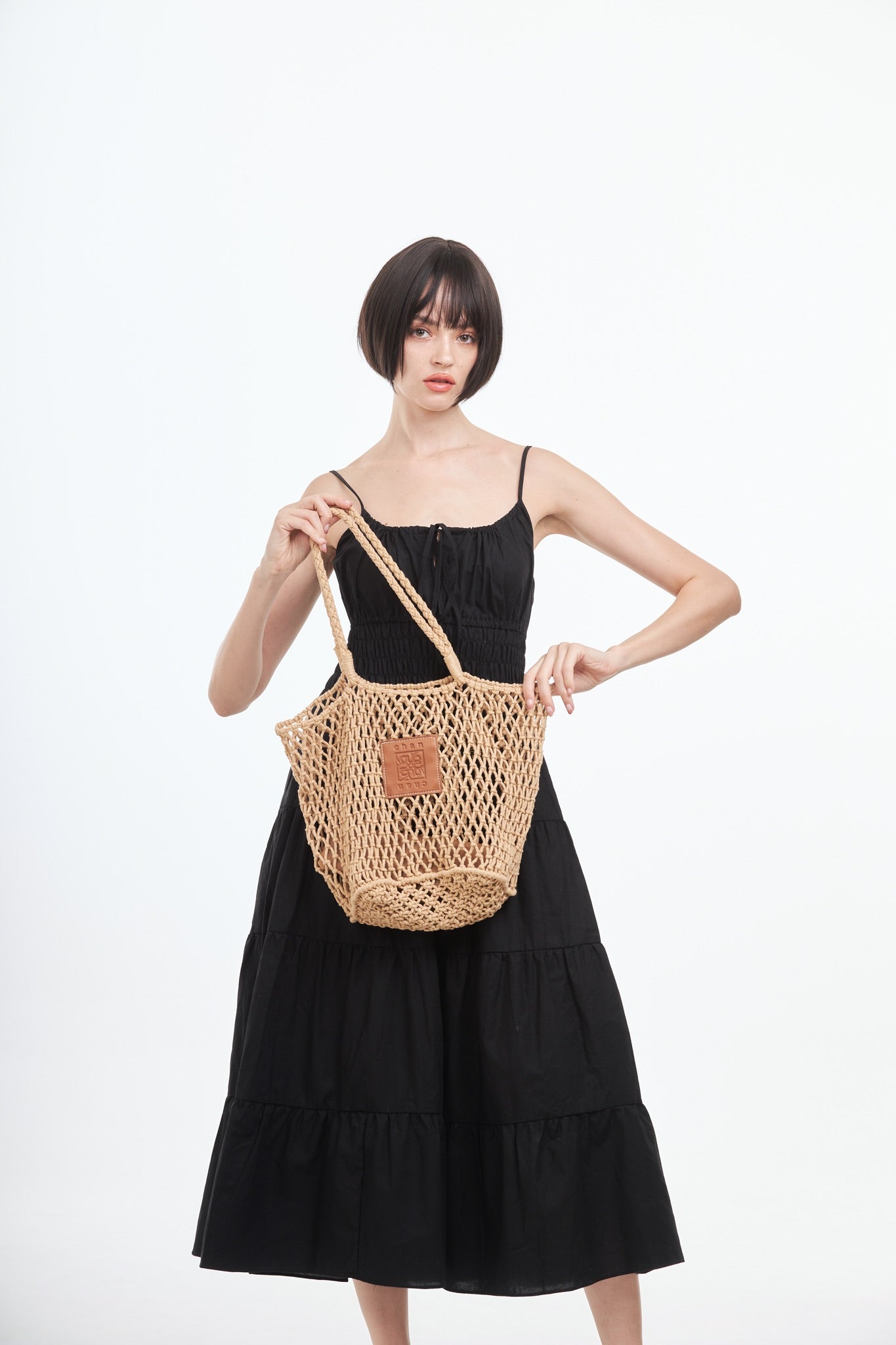 Knitted Tote Bag - Brown