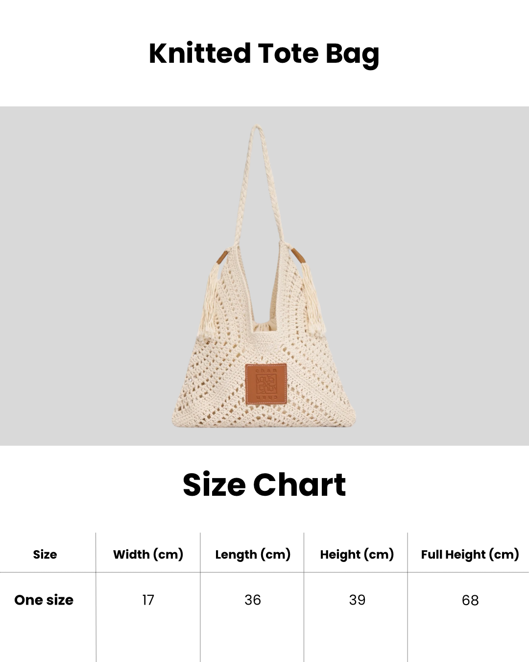 Knitted Tote Bag - White