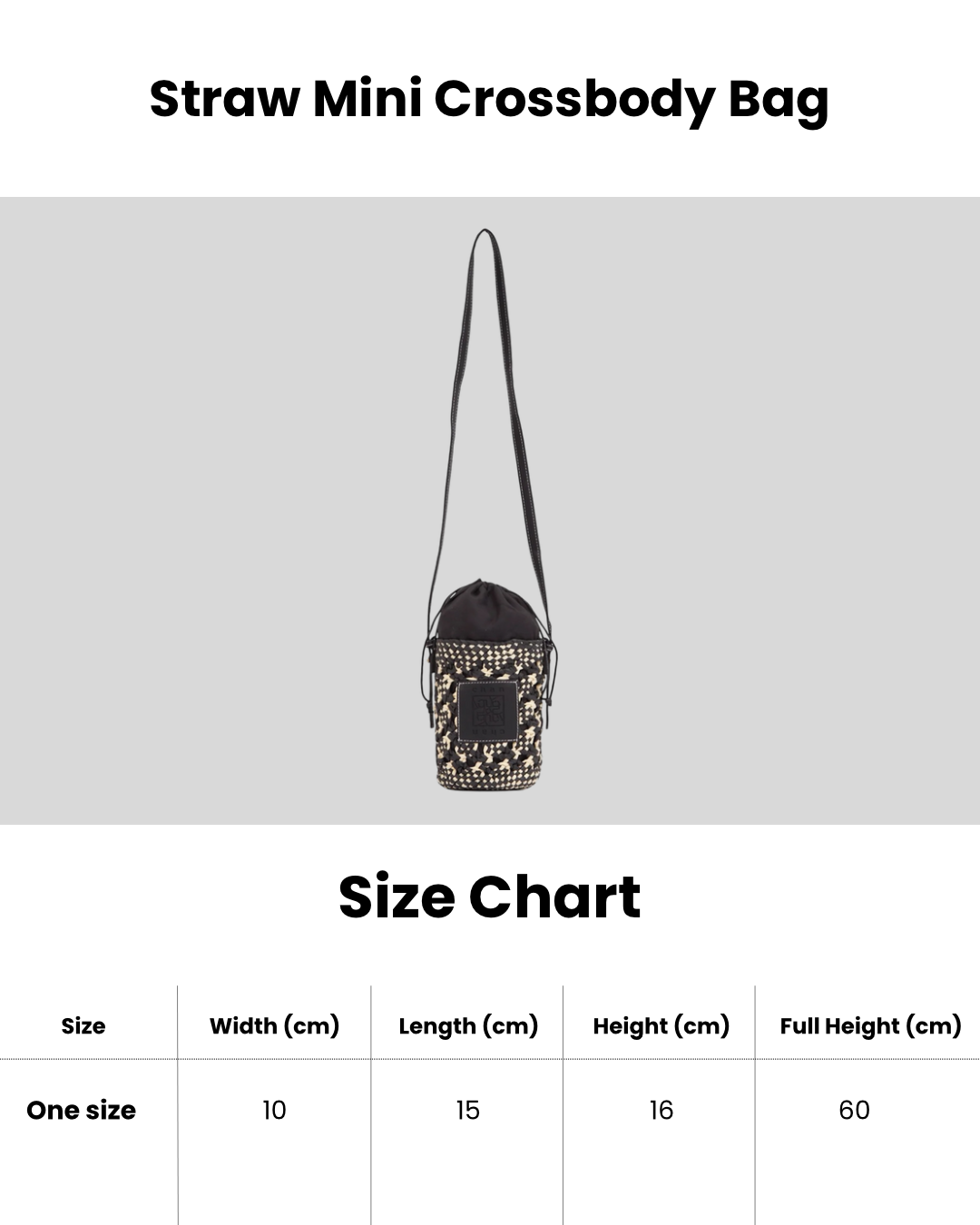 Straw Mini Crossbody Bag - Black