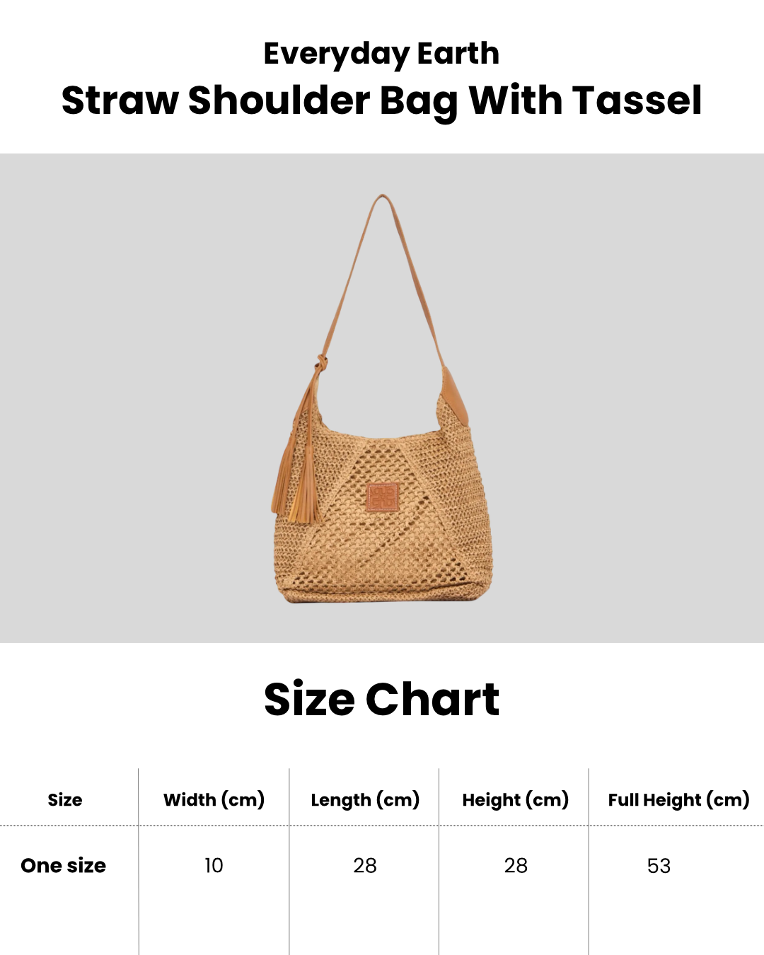 Everyday Earth – Straw Shoulder Bag With Tassel – Brown