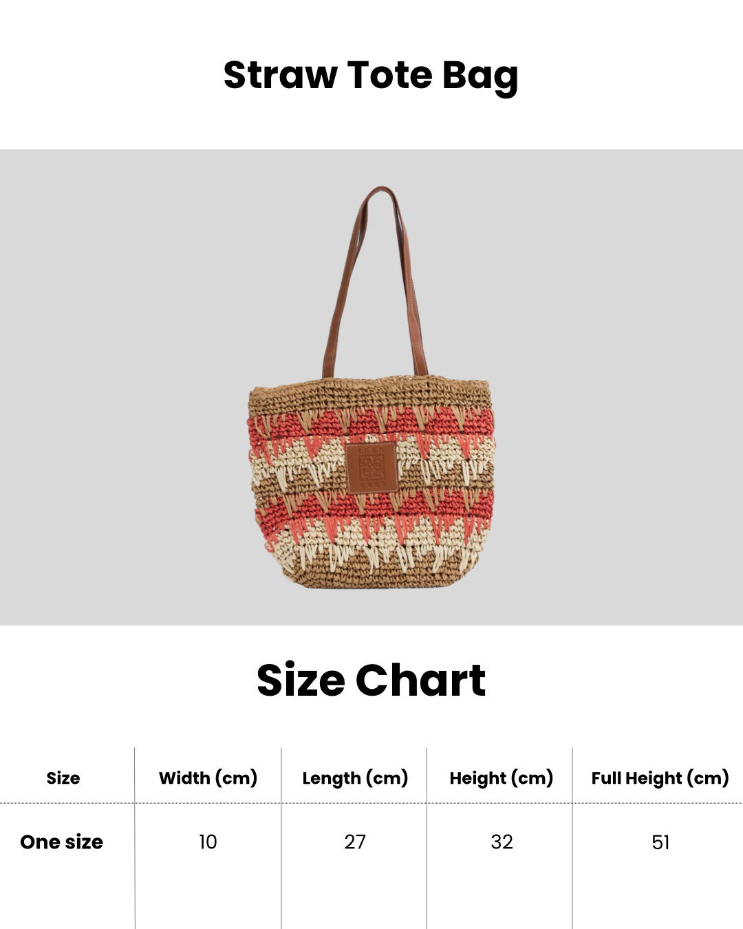 Straw Tote Bag - Black