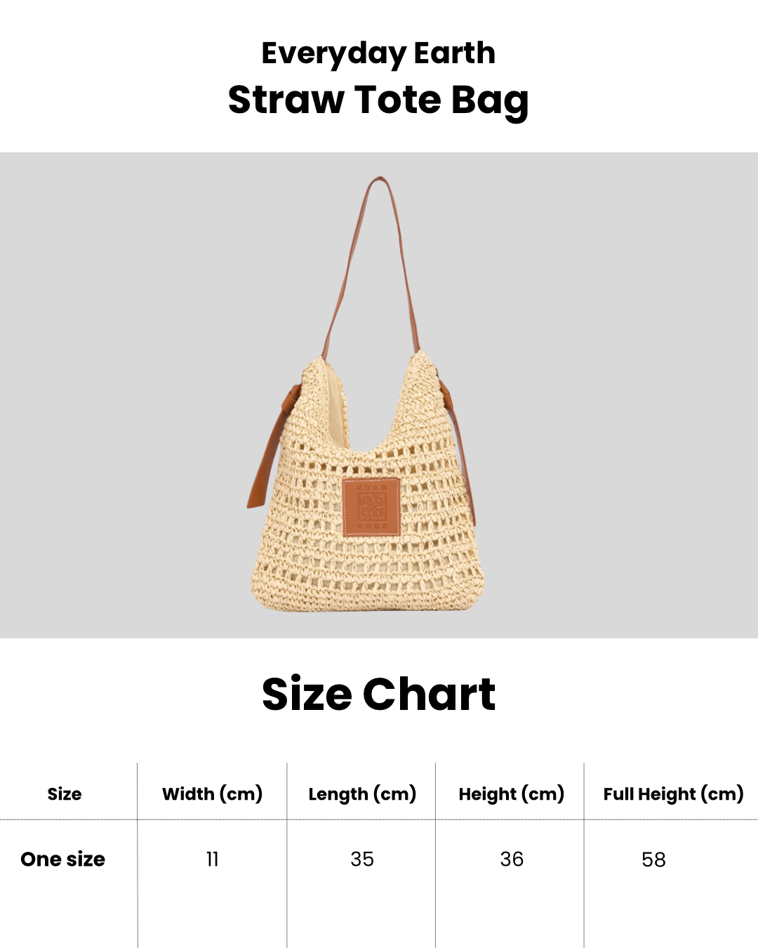 Everyday Earth – Straw Tote Bag – Beige